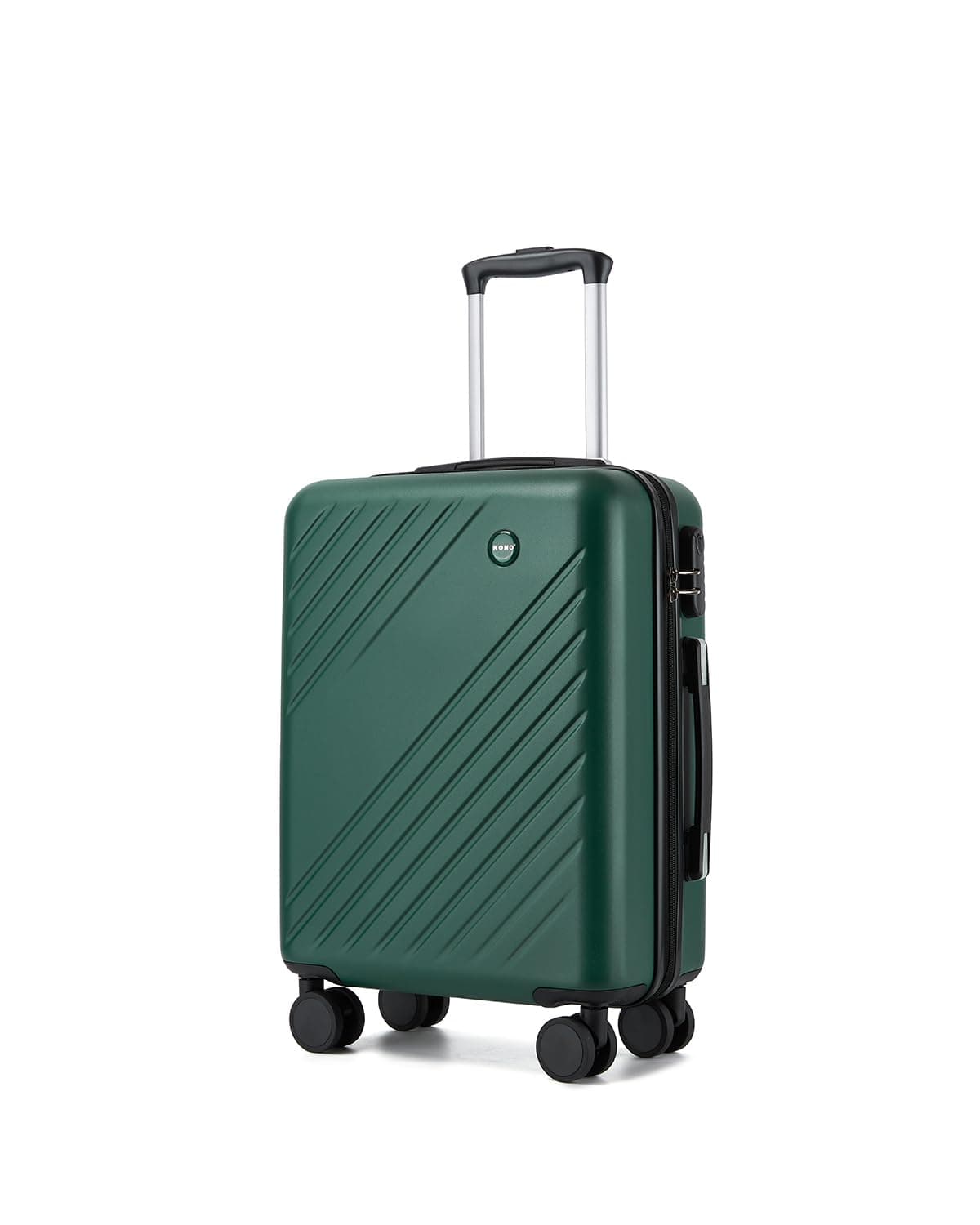 Kono Valise Cabine 55x40x20cm 34L ABS+PC roulettes 360°, Vert/Noir | Valises rigides anti-choc, bagages cabine légers conformes norme aérienne, roulement silencieux, serrure ext, voyage pro