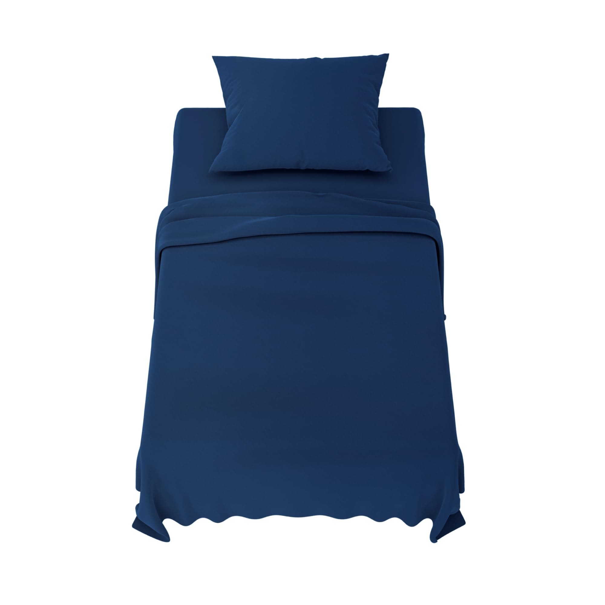Dreamzie Parure de Lit 90x190 cm - 3 Pièces en Microfibre - Drap Housse 90x190 cm - Drap Plat 1 Personne 70x260 cm - 1 Taie Oreiller 50x80 - Certifié Oeko Tex - Bleu Foncé
