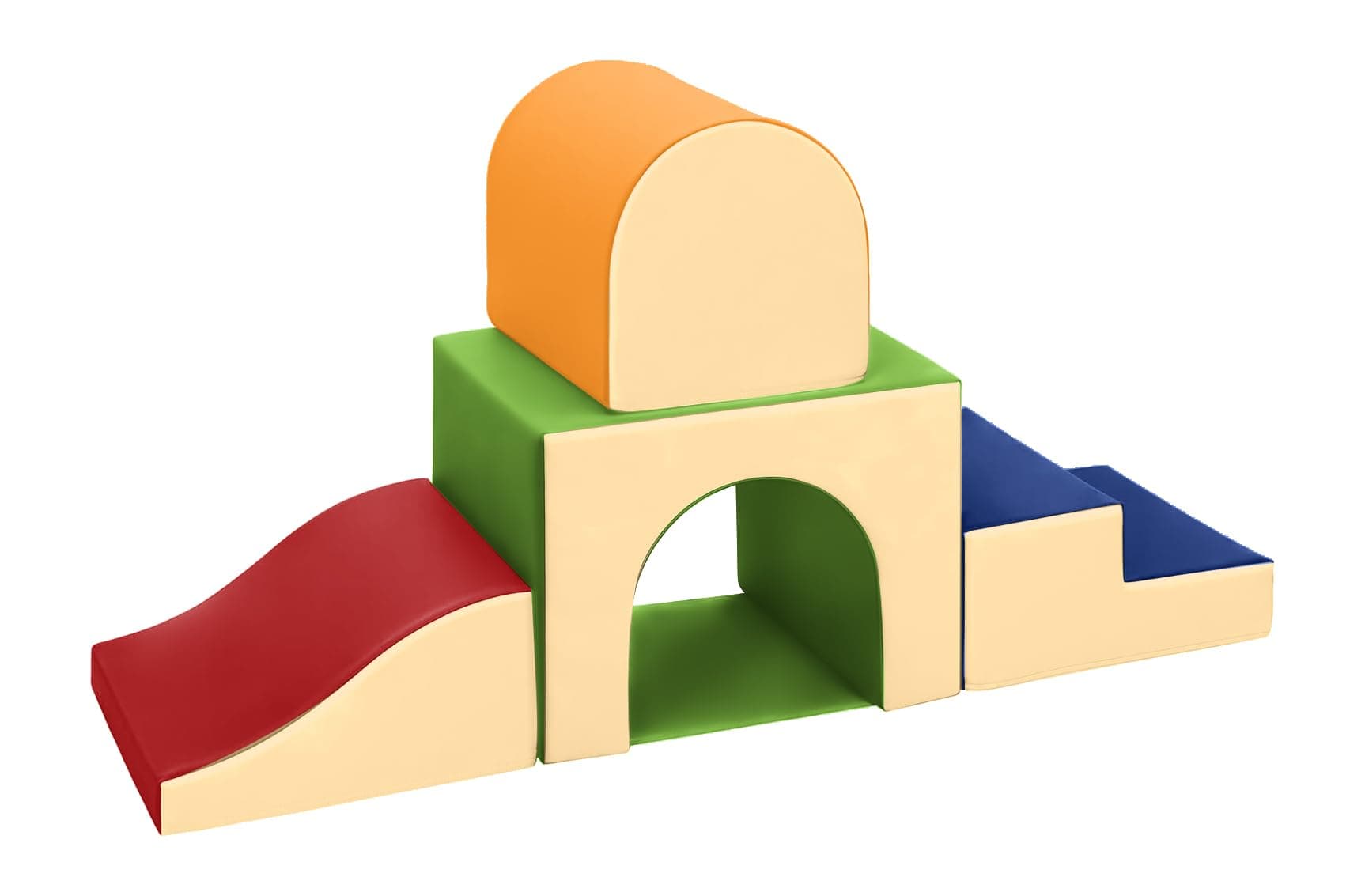 GeerWest Parcours Motricité Bébé 4 Pièces: Module Motricité Enfant Cuir PU Blocs Mousse Éducatifs - Jouets Descalade Bébé Structure d'escalade Antidérapante Ensemble Arche Elliptique(Classic)