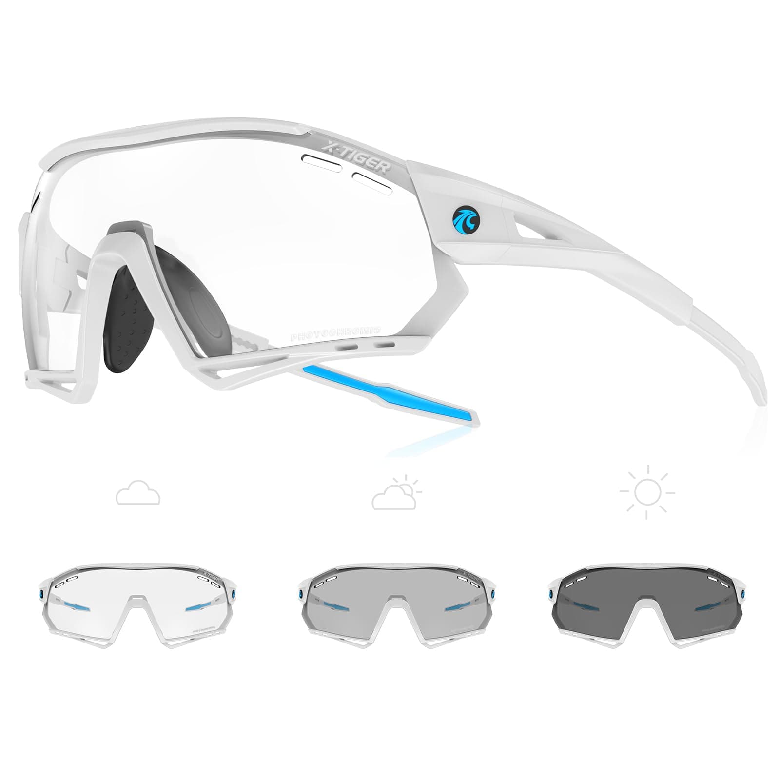 X-TIGER Occhiali Ciclismo Fotocromatici TR90 Occhiali Da Sole Sportivi UV400 PC Lenti Trasparenti Uomo Donna Bici MTB…