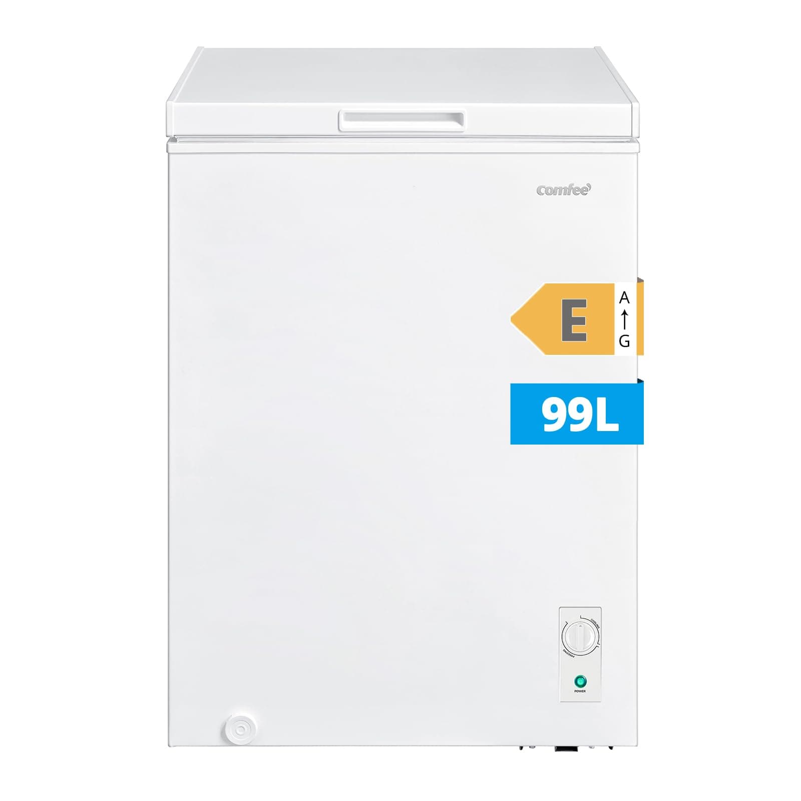 COMFEE' RCC102WH2EU(E) Congelatore contenitore indipendente 99L, convertibile in congelatore/frigorifero, inverter, classificazione a 4 stelle, adatto per garage, bianco