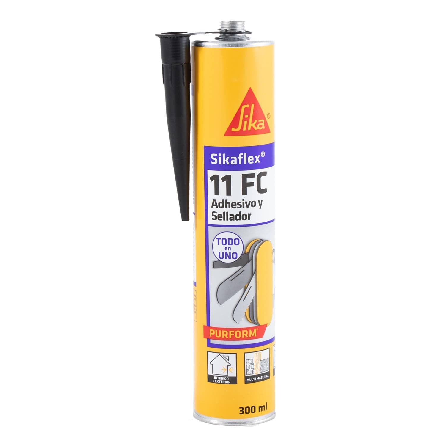 SIKA - Masilla adhesivo multiusos - Sikaflex 11 FC Purform - Negro - Junta y pegamento - Sellador poliuretano multisoportes - Interior y Exterior - 300ml