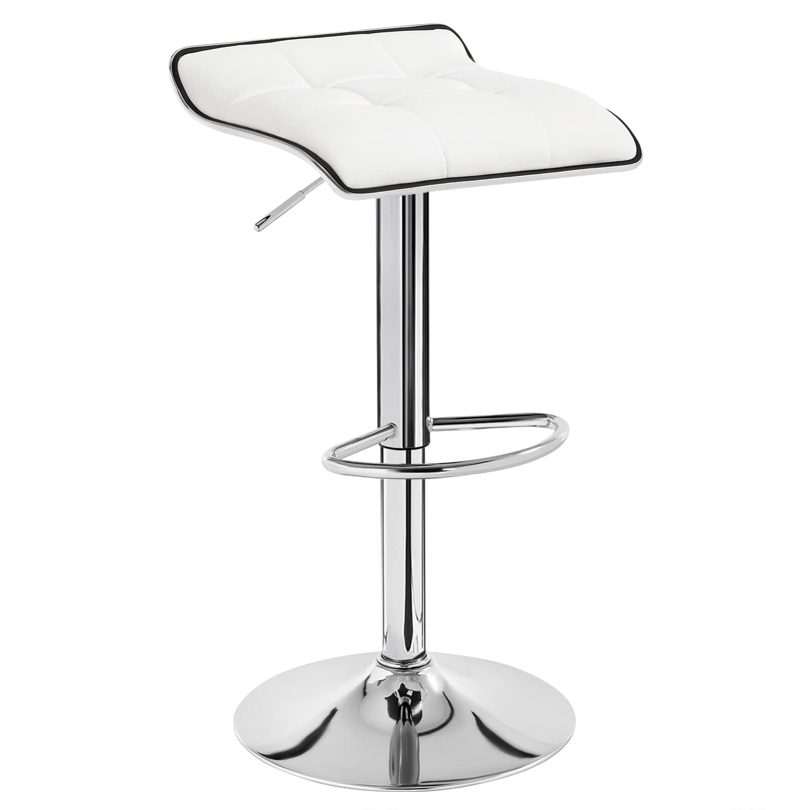 WOLTU Barhocker, Barstuhl, Tresenhocker mit Fußstütze, Hocker höhenverstellbar, 360° drehbar, aus PU-Kunstleder Metall, für Bar Küche Wohnzimmer Tresen Café, Weiß