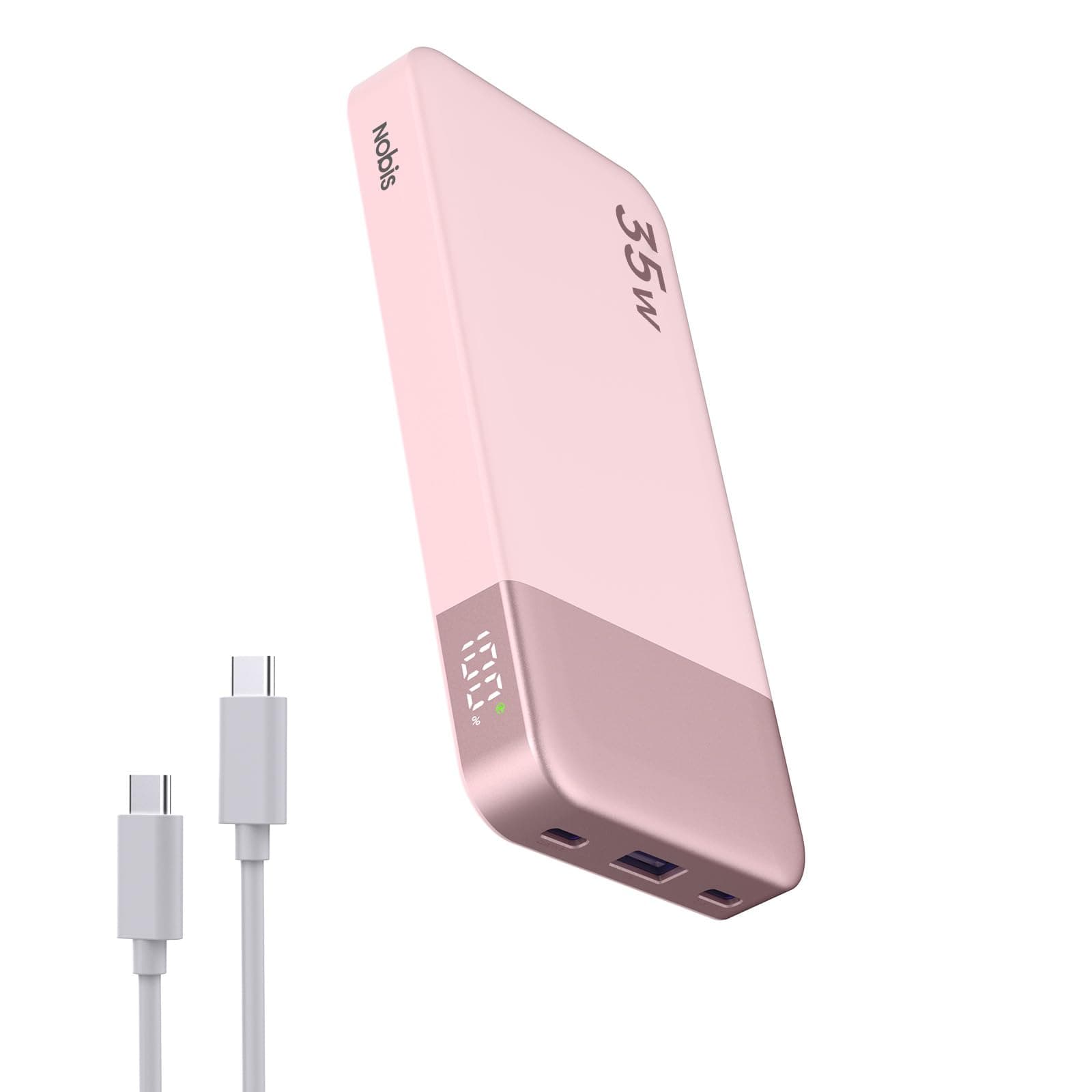 NOBIS 35W Power Bank - Batterie Externe 10000mAh Charge Rapide USB-C avec Affichage Numérique, Chargeur Externe Compatible Téléphone, Tablette et Plus