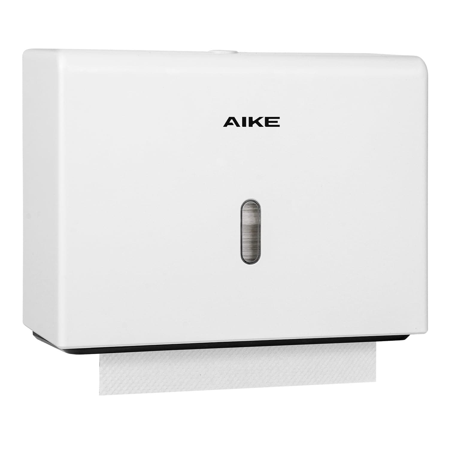 AIKE Dispensador Papel Secamano Pared Uso Comercial, 200+ Hojas para Pliegue Z y Toallas Multifold 25.4x7.8 cm, Dispensador de Papel de Manos AK5102, Blanco