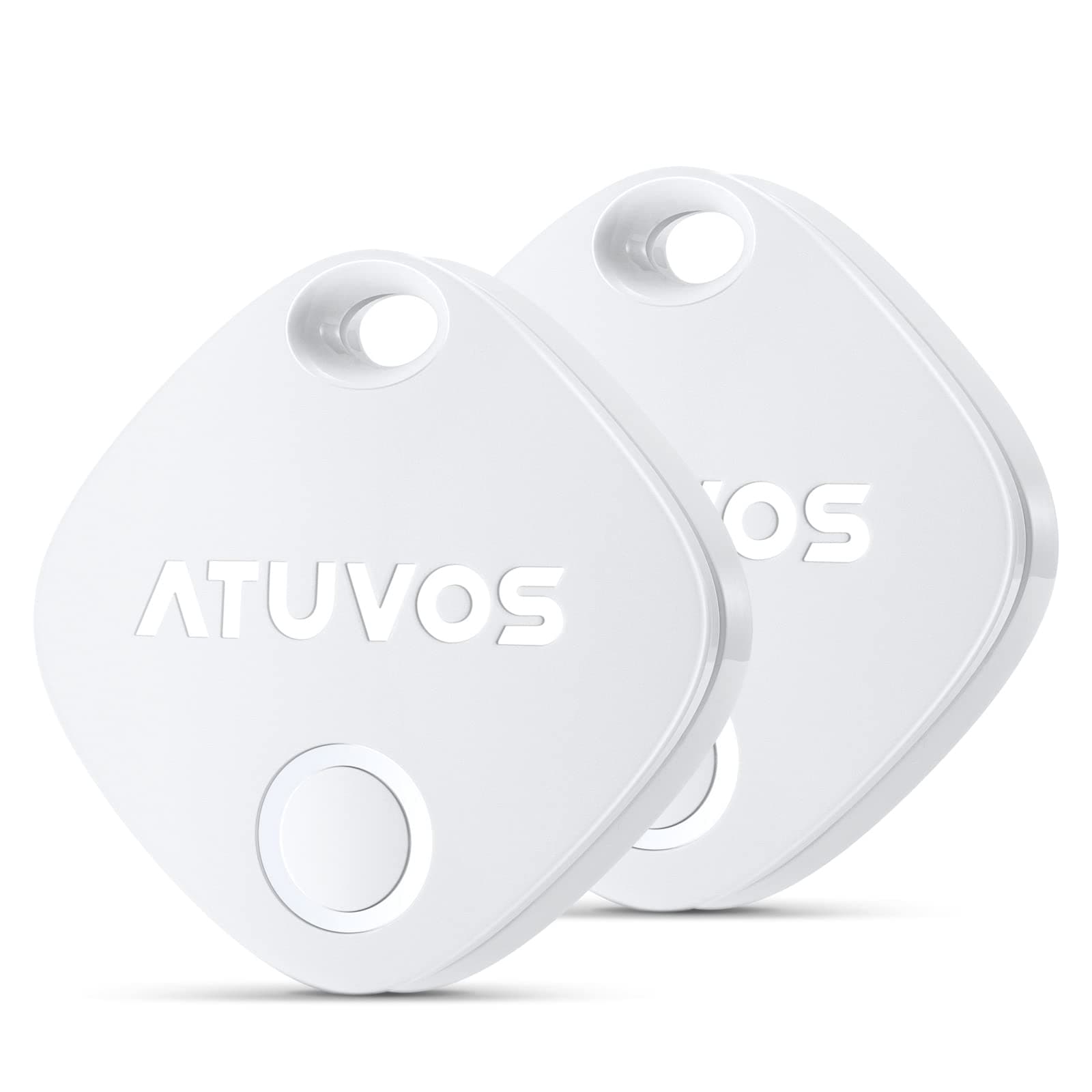ATUVOS Air Tag Smart Tracker 2 pezzi Bianco, Bluetooth Localizzatore Compatibile con Apple Dov'è (solo iOS, Android non supportato) Trova oggetti per Bagagli, Valigie, ZainiBorse,Batteria Sostituibile