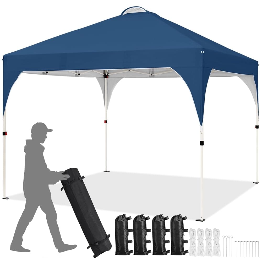 Yaheetech Carpa Plegable 3x3m, Cenador Exterior Impermeable y Antiviento para 8-10 Personas, Carpa Jardín con Ventilación y Bolsa de Transporte, Color Azul Marino