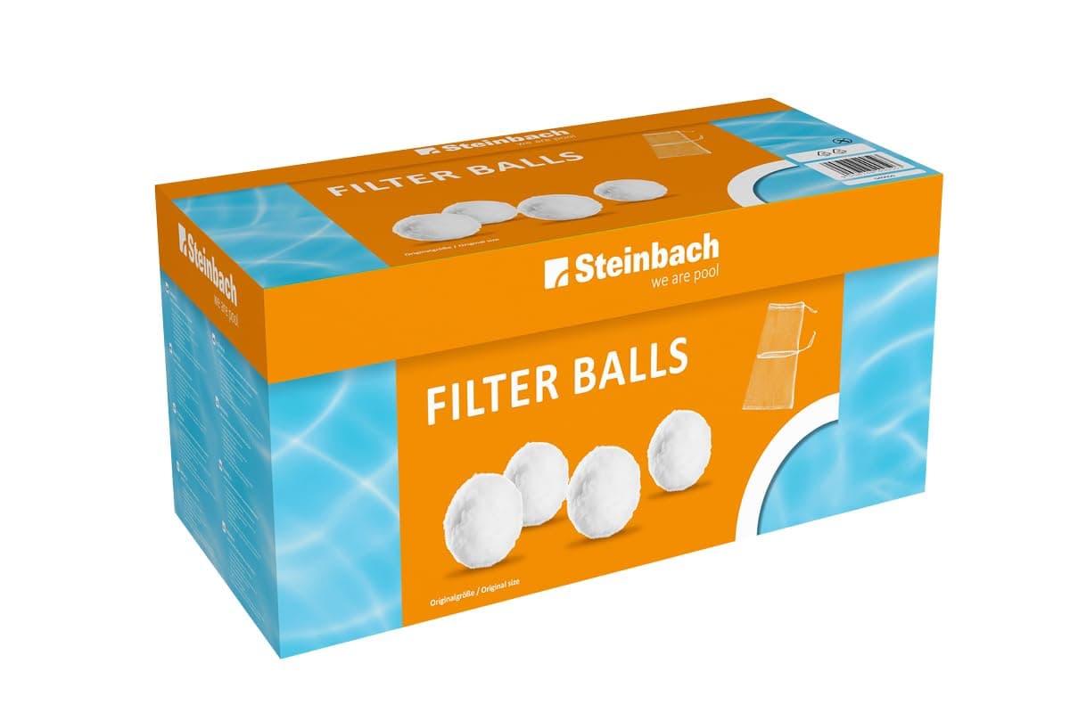 Steinbach Filter Balls – 040050 – Reinigende Filterbälle für Pools – Kompatibel mit Allen handelsüblichen Sandfilteranlagen – 700 g – Steinbach Verpackung