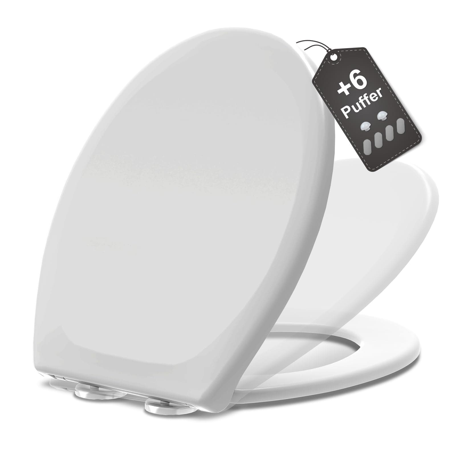 MEEJEE Tapa WC Universal Ovalada Blanca, Tapa Inodoro con Cierre Suave, Asiento Inodoro de Duroplast, Tapadera WC, Toilet Seat Fácil de Instalar, Tapa de WC Universal para Baño, Aseo y Hotel