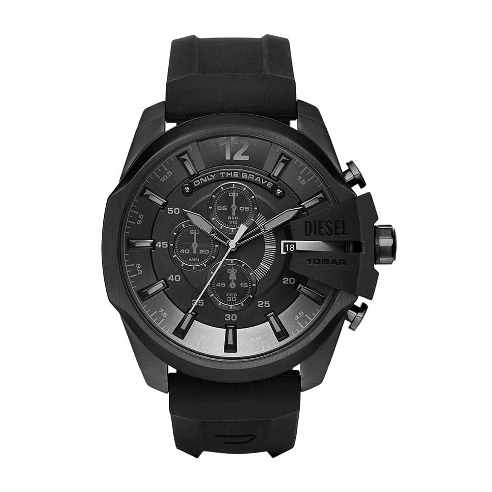 Diesel Reloj Mega Chief para Hombre, Movimiento cronógrafo con Correa de Silicona o sintética
