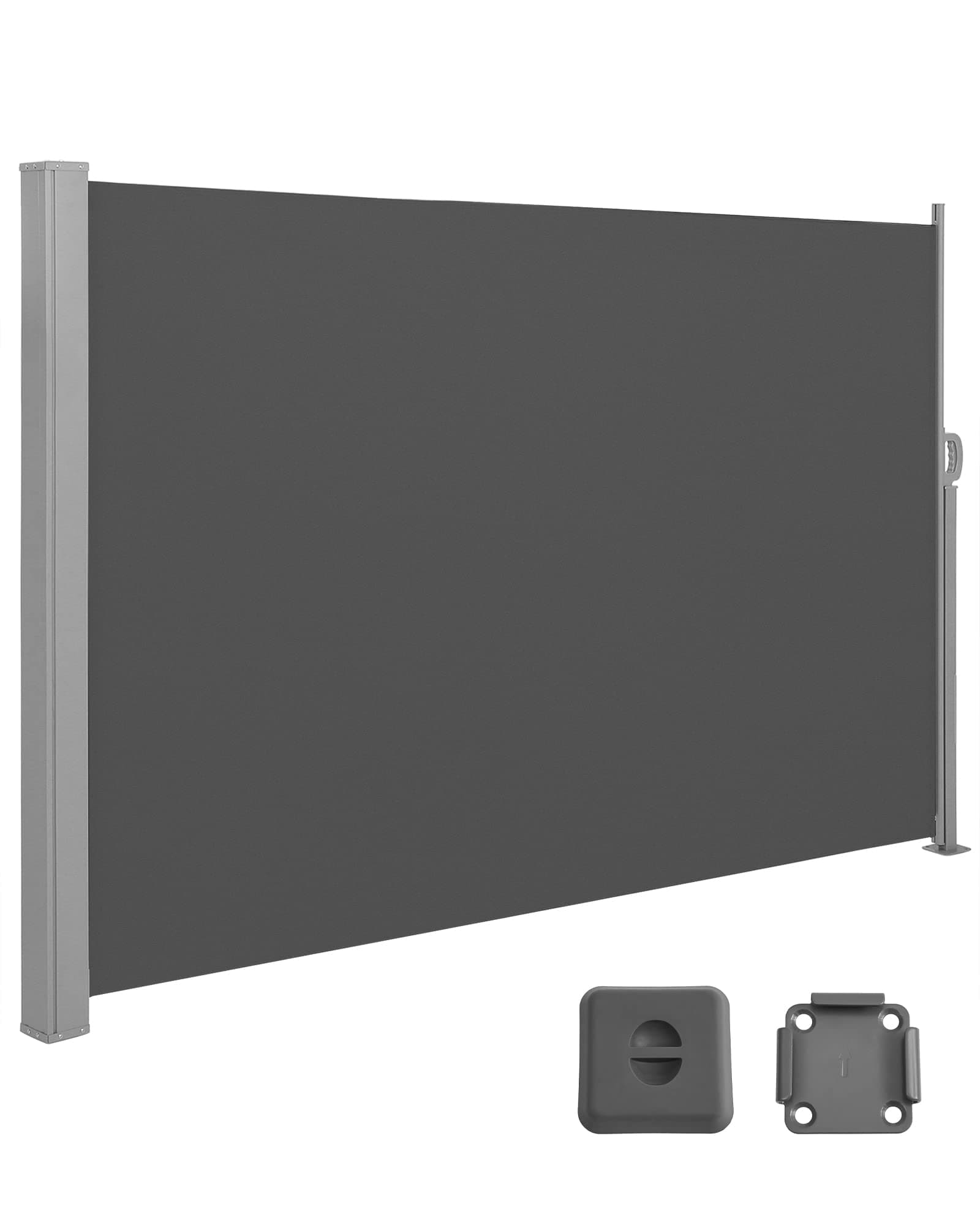 SONGMICS Store latéral avec Coffre en Acier résistant à la Rouille Extensible 200 x 400 cm, Brise-Vue, Protection Solaire, occultant, pour Balcon, terrasse, Jardin, Anthracite GSA204G02
