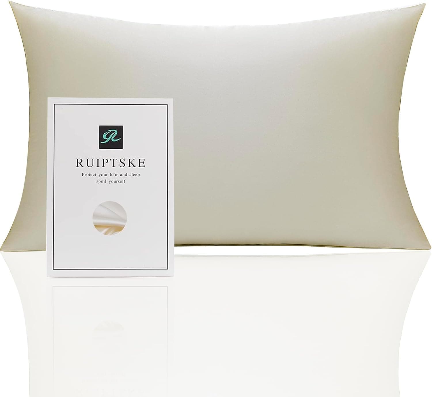 Federa per cuscino in seta 100% seta 22 momme certificata Oeko-TEX®, benefici per capelli e pelle, anti età, anti acaro (beige, 50 x 70 cm)