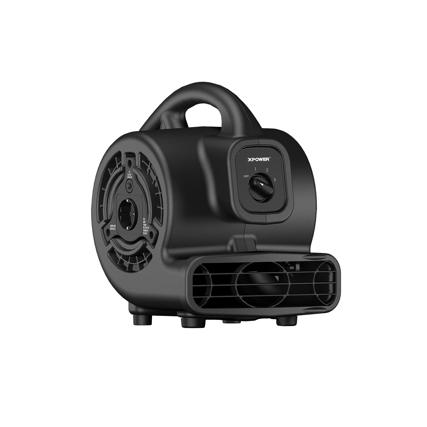 XPower Mighty Centrifugal Air Mover, Carpet Dryer, Floor Fan, Blower, Stackable, Daisy Chain, for Water Damage Restoration, Janitorial, Plumbing, Home Use (Schwarz, P-80A 320CFM)