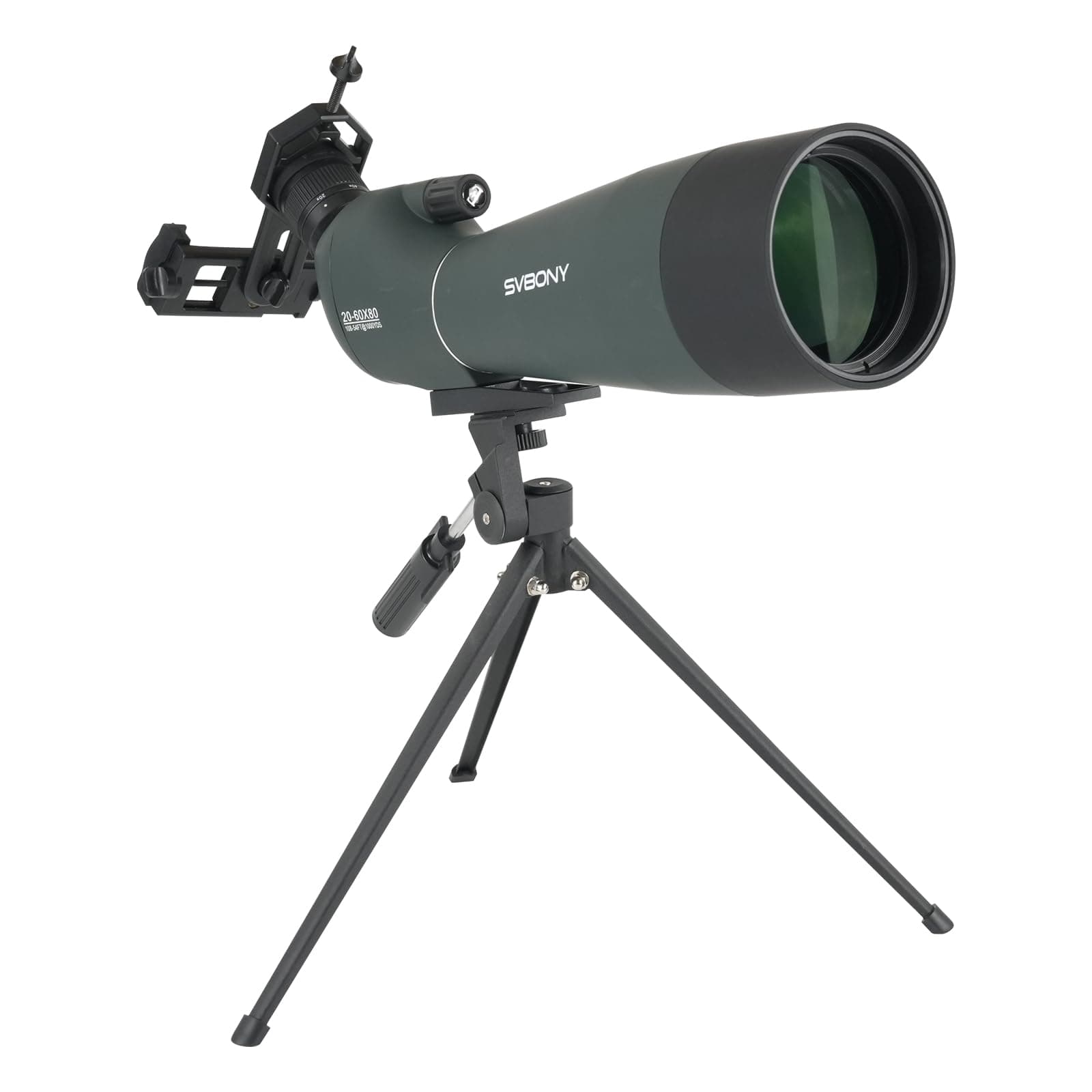 Svbony SV28 Upgrade 20-60x80 Telescopio Terrestre, HD FMC, con Adaptador de Smartphone y Trípode, Largo Alcance Telescopio Terrestre Potente para Tiro al Objetivo, Tiro con Arco, Observación de Aves