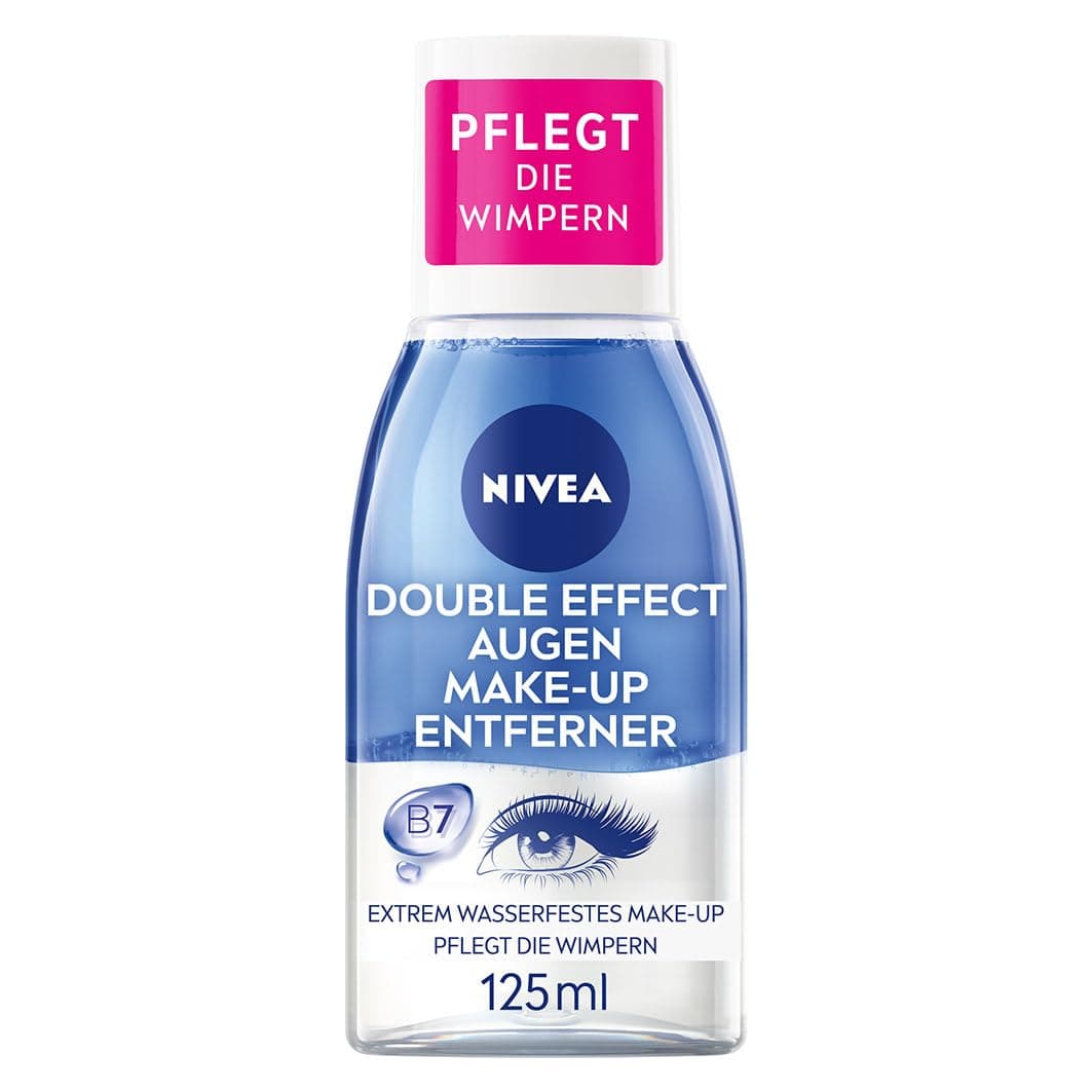 NIVEA Augen Make-Up Entferner Double Effect, Abschminkwasser für die sensible Augenpartie, Gesichtsreiniger entfernt extrem wasserfeste Mascara (125 ml)