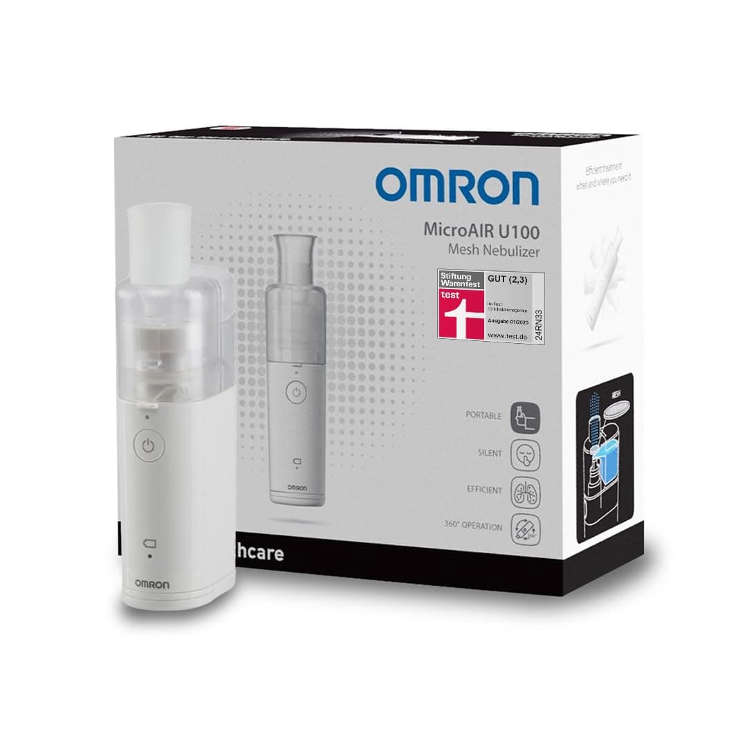 OMRON MicroAir U100 Tragbares Inhaliergerät. Kompakt, leise Inhalationsgerät für Erwachsene und Kinder, effektiv bei Atemwegserkrankungen von Erkältung bis Asthma.