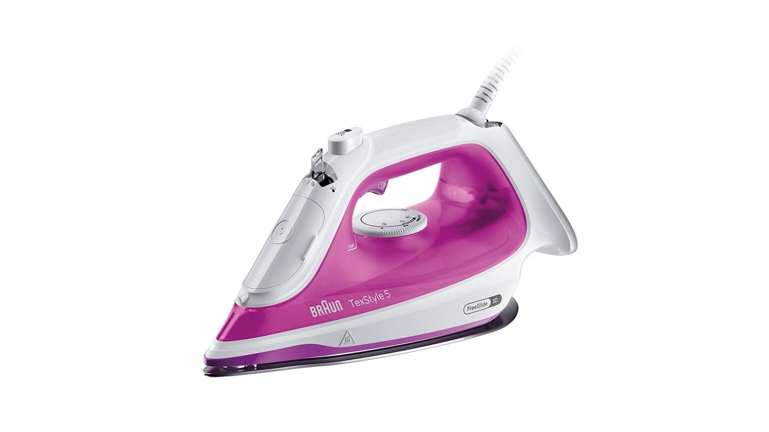 Braun Household TexStyle 5 SI5225 PU Dampfbügeleisen mit FreeGlide 3D Bügelsohle, Präzisionsspitze, Vertikaldampf, Anti-Tropf-System, 200 g/min Dampfstoß, 300ml-Tank, 2500W, Weiß/Violett