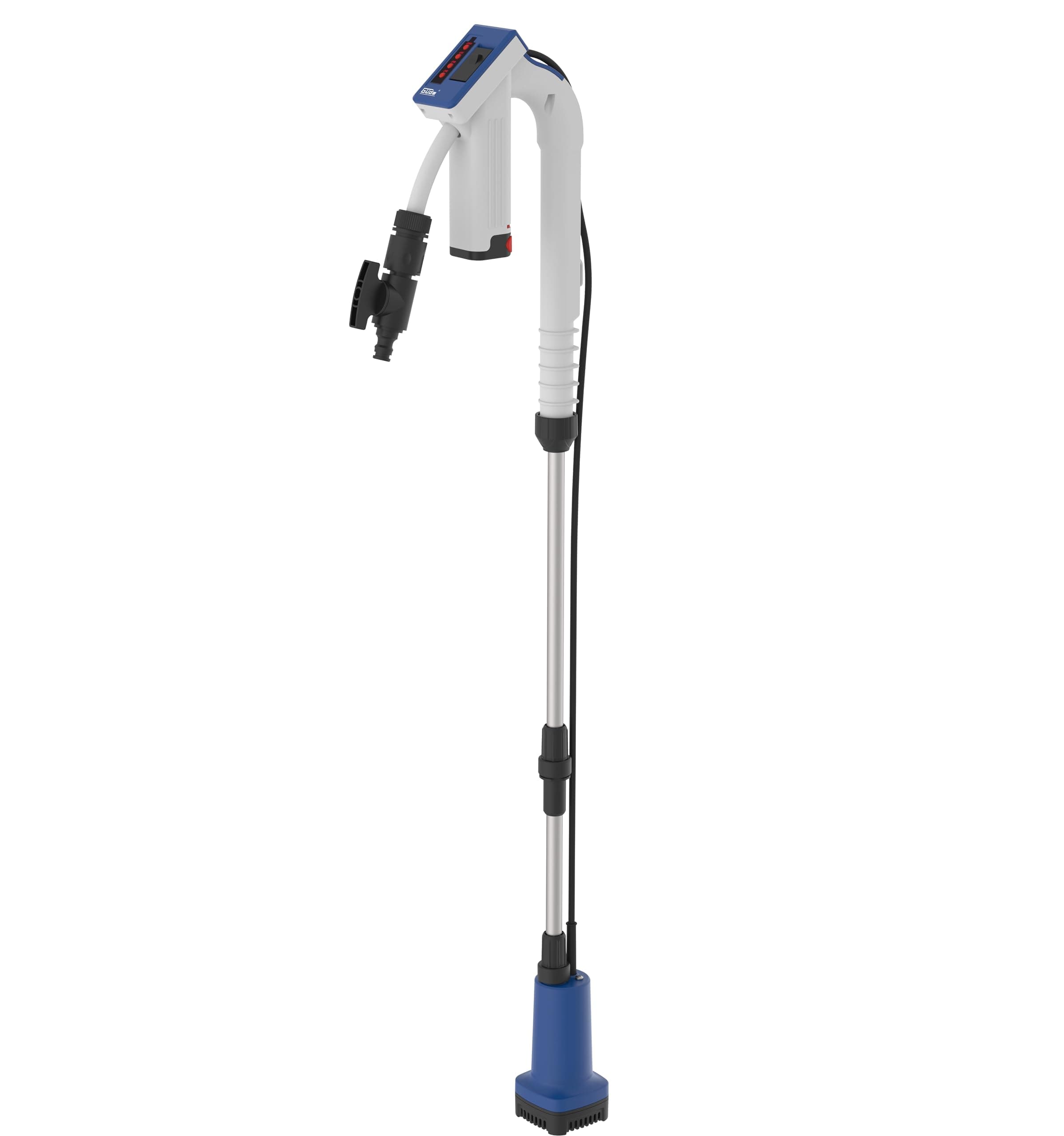 Güde Akku Regenfasspumpe RFP 12-201-04 (12 V, 1500 l/h, TEST gut - sehr Gut, Trockenlaufschutz, Förderhöhe 11 m, max. Korngröße 0,5 mm, Absperrhahn, Teleskopverstellung, inkl. Akku und Ladegerät)