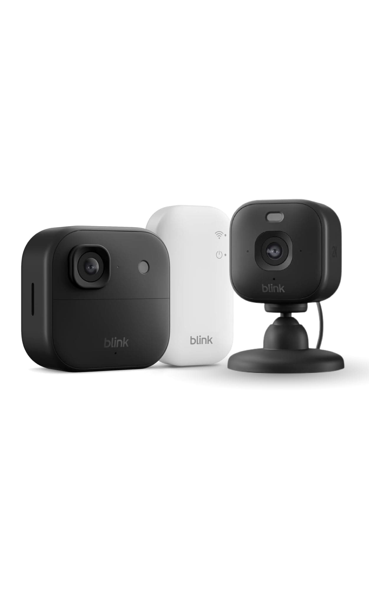 Blink Außenkamera 2K+ (neueste Generation) + Blink Mini 2K+ – Kabellose, intelligente Sicherheitskamera, 2K-Videoauflösung. Sync-Basismodul enthalten – 1-Kamera-System, Schwarz