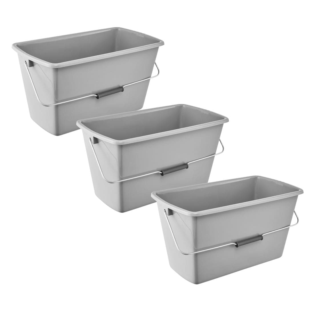 keeeper Bent 3X Putzeimer mit ergonomischem Griff, Griffmulde und Ausguss, 13 l, Nordic Grey