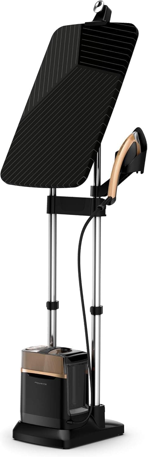 Rowenta IXEO Power, Cepillo de vapor 2170W, 5.8 bares presión vapor, Depósito 1.1 L, Elimina arrugas, olores y desinfecta, Accesorio prendas delicadas y gruesas, Tabla vertical, Negro, QR2020