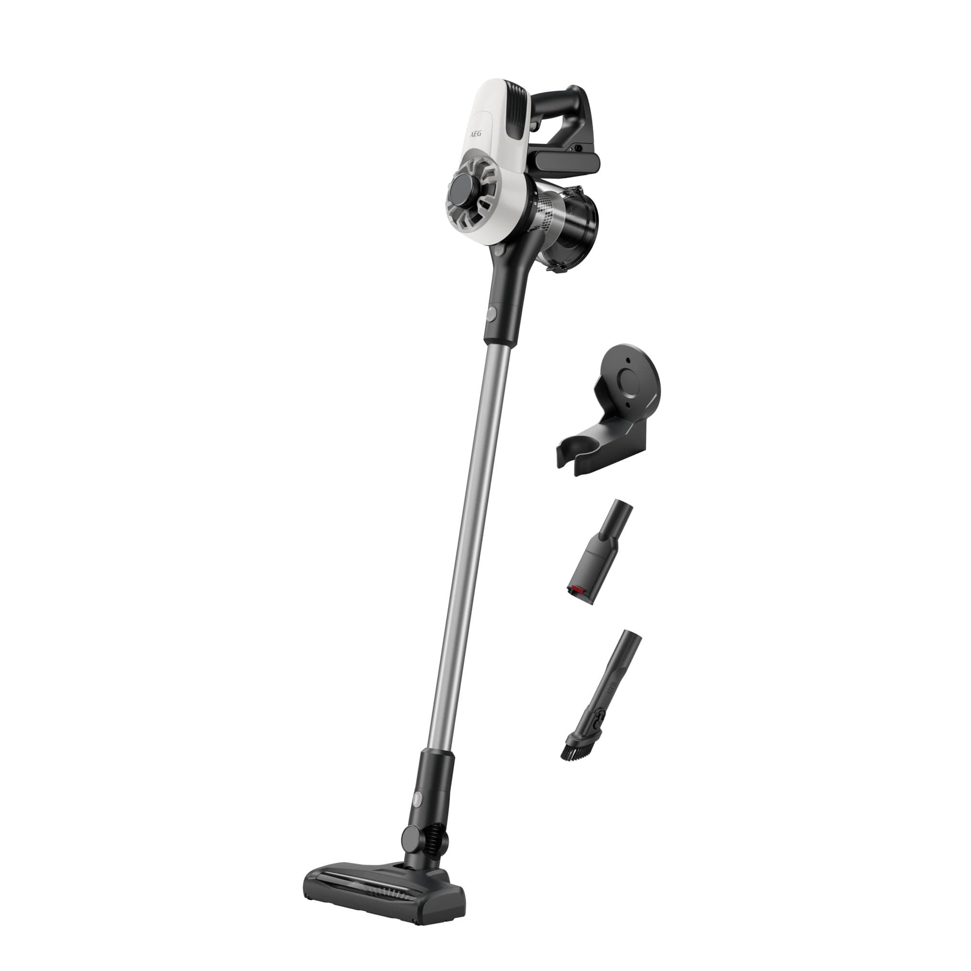 AEG AP31CB18IW Aspiradora Sin Cable, 18 V, Autonomía de 30 min, Limpieza Sensilla y Flexible, Tecnología Ciclónica, Filtros Lavables, Depósito de 0,5 L, Incluye 3 Accesorios, Color Blanco