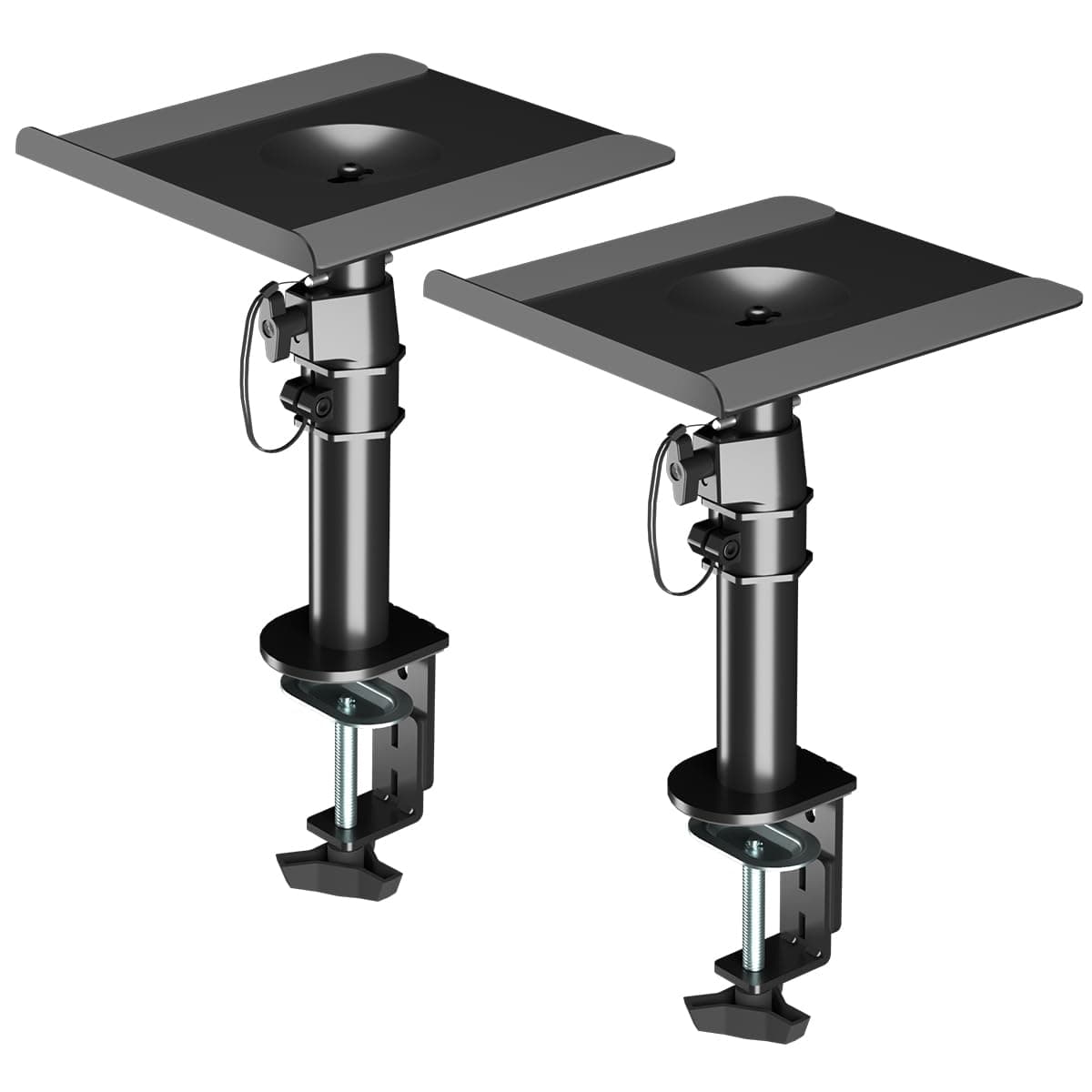 suptek Soporte Altavoces Pie, Soporte Altavoz Universal para Barra de Sonido de Ordenador y Altavoces de Estantería, Giratorio & Inclinable, Paquete de 2, Máx. 15KG, Blanco(SDM001W) (Negro)