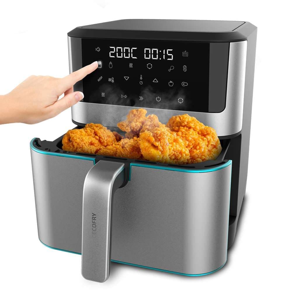Cecotec Freidora de Aire sin Aceite de 8L Air Fryer Cecofry Supreme 8000 | 1800W, Panel Táctil, 30º-200 ºC, 10 Modos Preconfigurados, Pre-heat, Alerta, Acabados en Acero Inoxidable