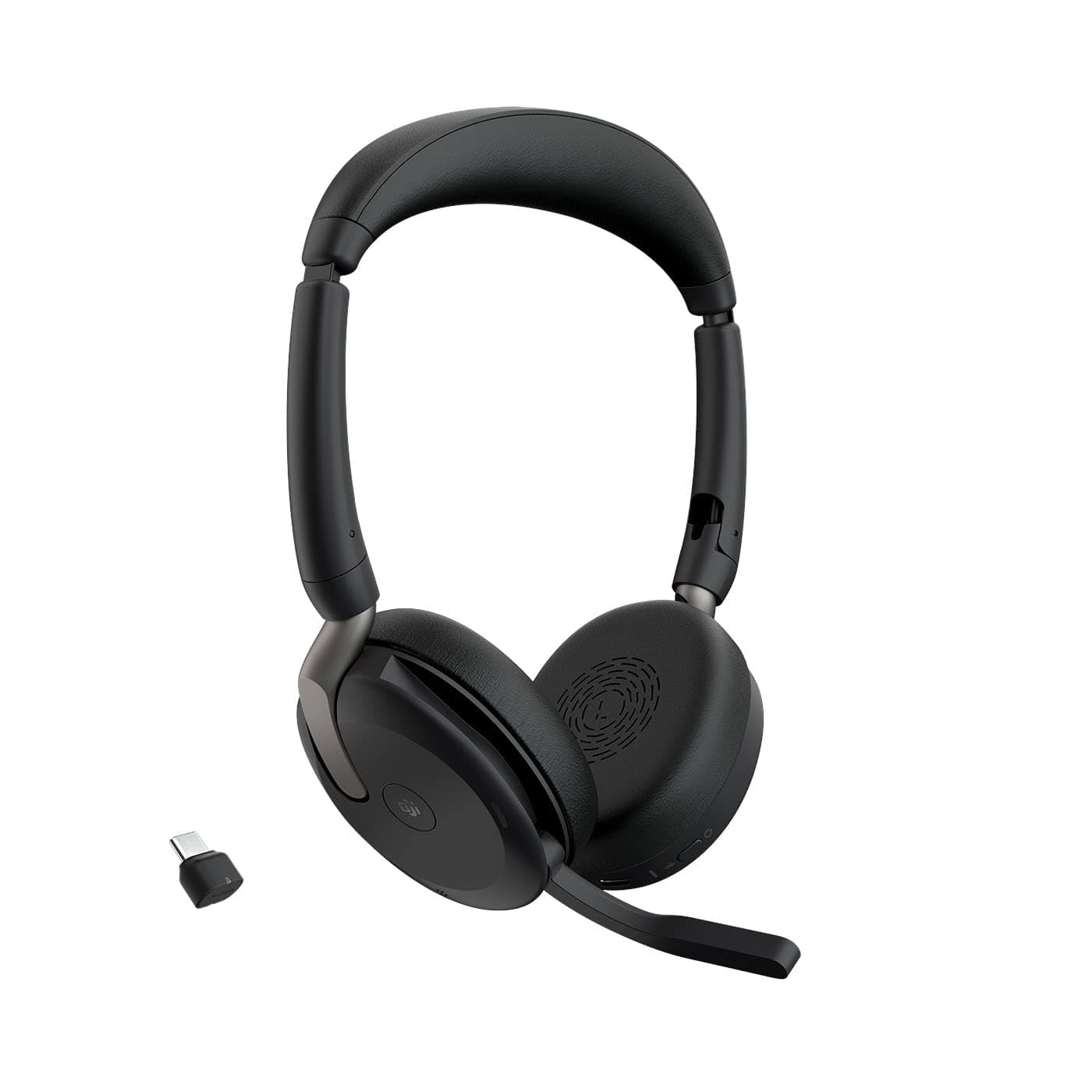 Jabra Evolve2 65 Flex, Casque Bluetooth sans Fil, avec Technologie à réduction de Bruit ClearVoice et ANC Hybride, Design Léger, Adaptateur USB-C, 20h Autonomie, Certifié MS Teams, Noir