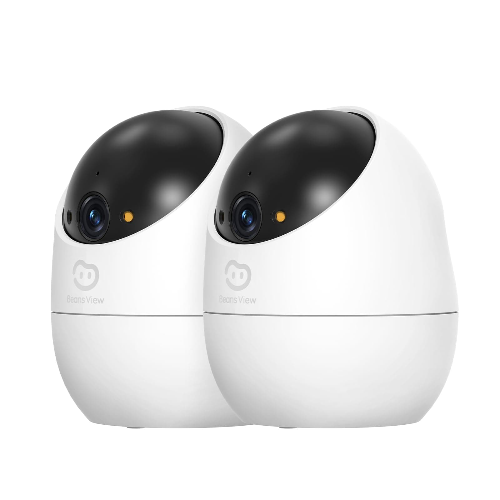 Beans View 2K (3MP) Cámara de Interior para Seguridad, 2 Piezas, visión Nocturna en Color, Vista de 360°, cámara Wi-Fi para Mascotas/Perros/Gatos, Detección Humana, Compatible con Alexa D210