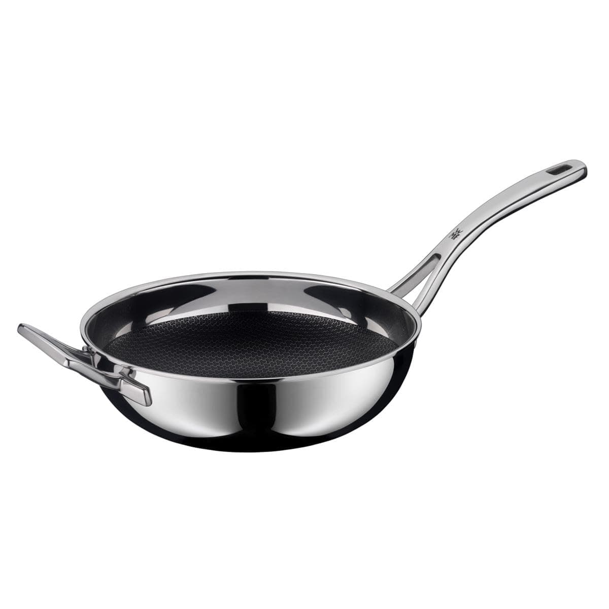 WMF Profi Resist Wok, diámetro de 28 cm, material multicapa revestimiento, estructura de panal, mango de plástico, para inducción, aptas para horno, color negro