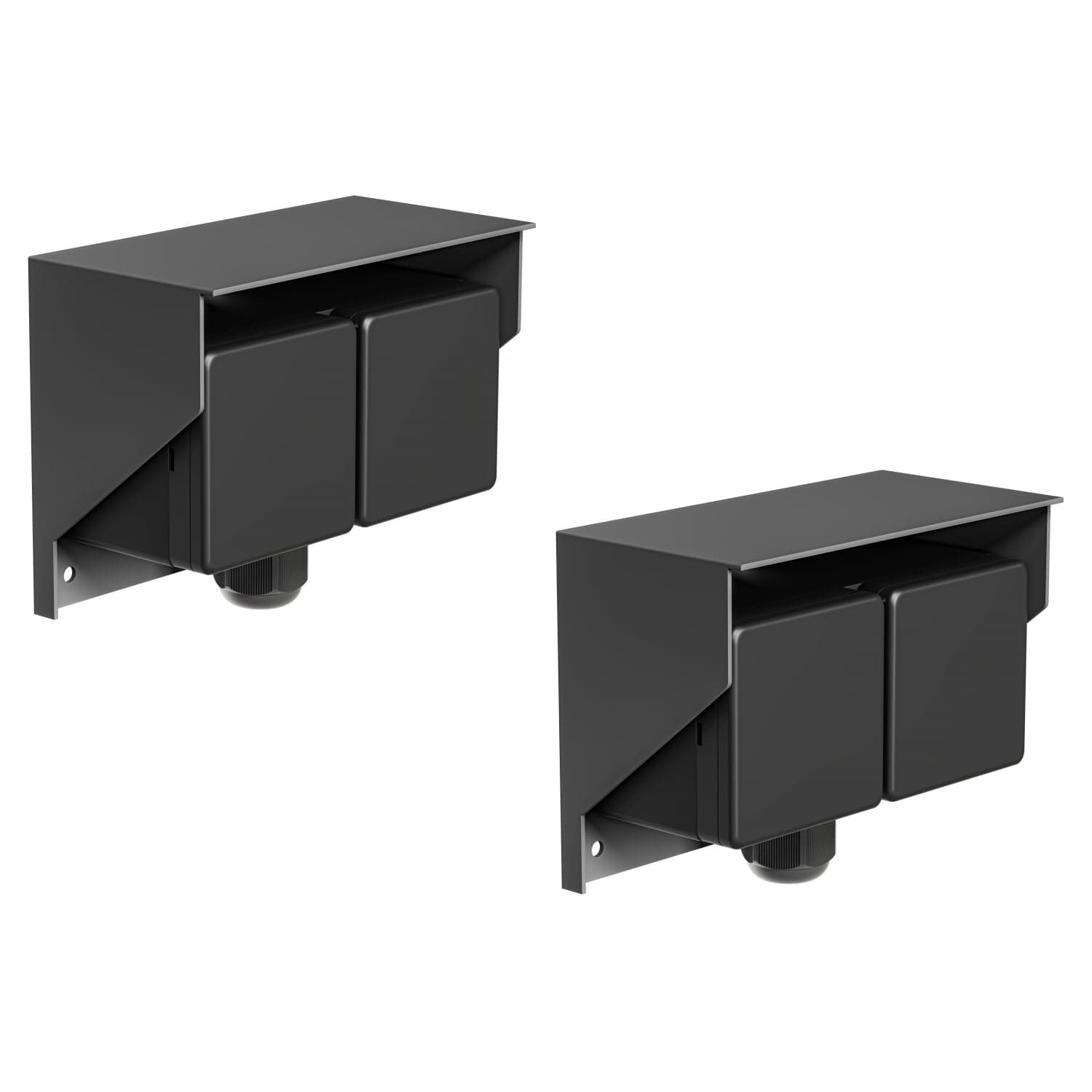 ledscom.de 2 Stück Aufputz Steckdose PIWI für außen, IP44, 2-fach, anthrazit, waagerecht