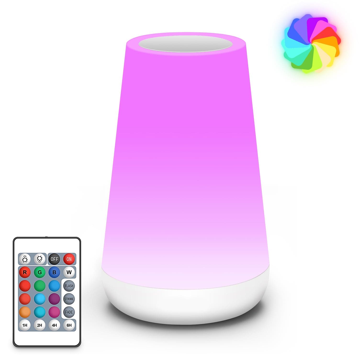 Auxmir Lampe de Chevet, Veilleuse d'allaitement Nuit, Veilleuse Bébé Tactile avec 13 Couleurs RGB, 2500mAh Rechargeable USB, Lampe de Chevet sans Fil Télécommande pour Chambre Eanfant Salon Camping