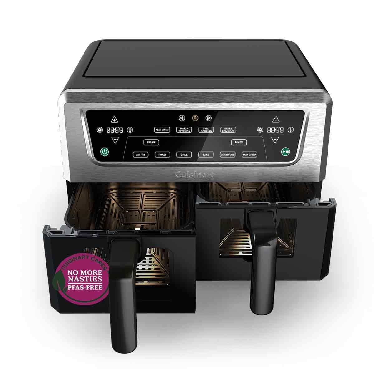 Cuisinart Air Fryer XXL Doble Zona | Sin PFAS | 2x5.2L | Fríe, hornea, deshidrata, mantiene caliente | Cocina 8+ raciones | Piezas lavavajillas
