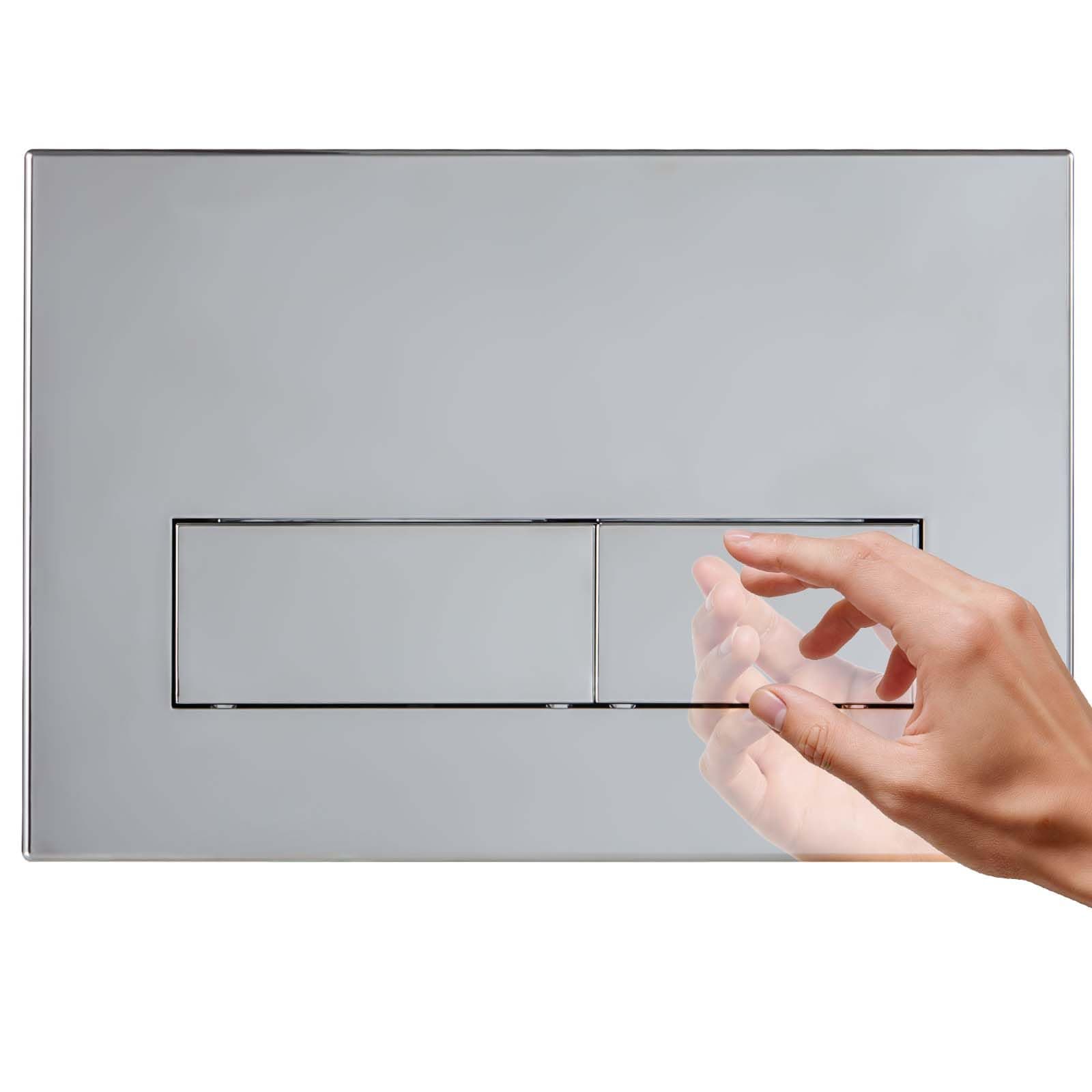 Mendorio Placca di Comando WC, Compatibile con Geberit Sigma, UP300 e UP320, Piastra Doppio Scarico, Dimensioni 246×164 mm, Completa di Set di Leve di Scarico e Telaio di Montaggio (Cromato).