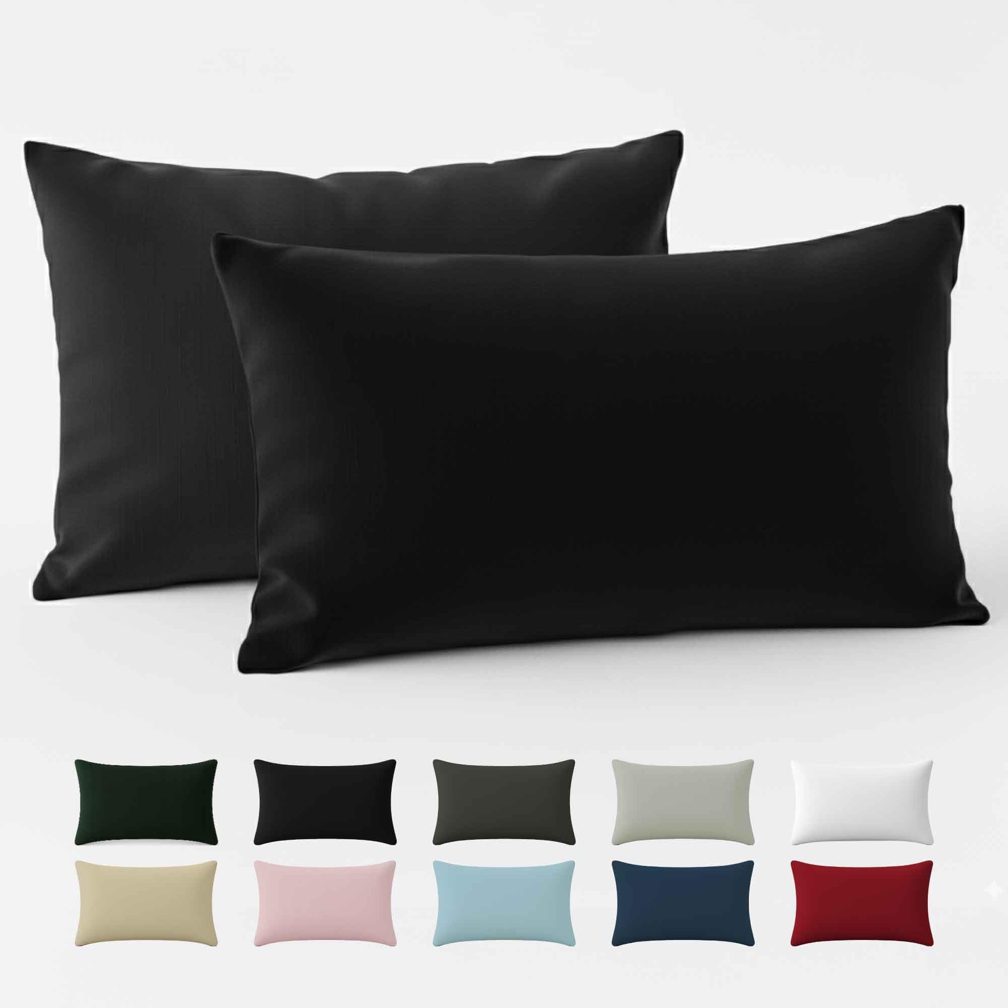 Federe 50x70 Cotone Rinforzato (Set da 2) - Nero - Trama Fitta a 57 Fili/cm² - Federe Cuscini 50x70 cm - Federe Cuscino 50x70 Certificate Oeko Tex - Dreamzie