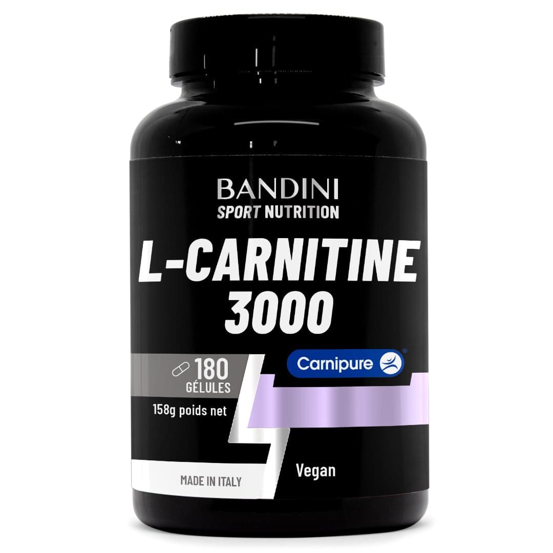 Bandini® L-Carnitine 3000, 180 gélules avec Carnipure® à Haute Dose, Supplément sportif avec L Carnitine Tartrate, Pure Carnitin à haute absorption et biodisponibilité, Vegan et sans additifs