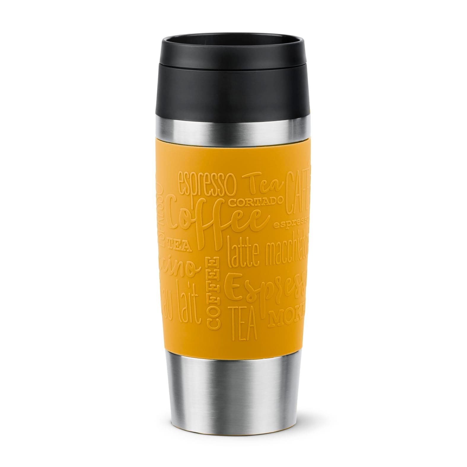 Emsa N20208 Travel Mug Classic Isolierbecher 0,36 Liter | neuer Komfort-Schraubverschluss | Edelstahl | 4h heiß und 8h kalt | 100% dicht | spülmaschinenfest | 360°-Trinköffnung | Senfgelb
