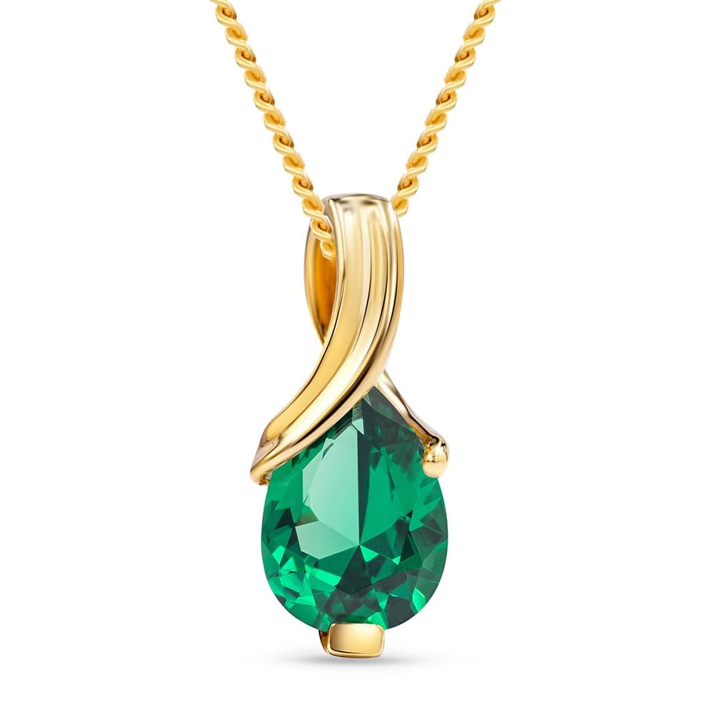 MIORE, Colgante Mujer Oro Blanco o Oro Amarillo 9K con Piedra Preciosa en Forma de Pera Disponible con Rubí, Zafiro, Topacio, Aguamarina, Esmeralda, o Ametista, presentado en Estuche de Joyería