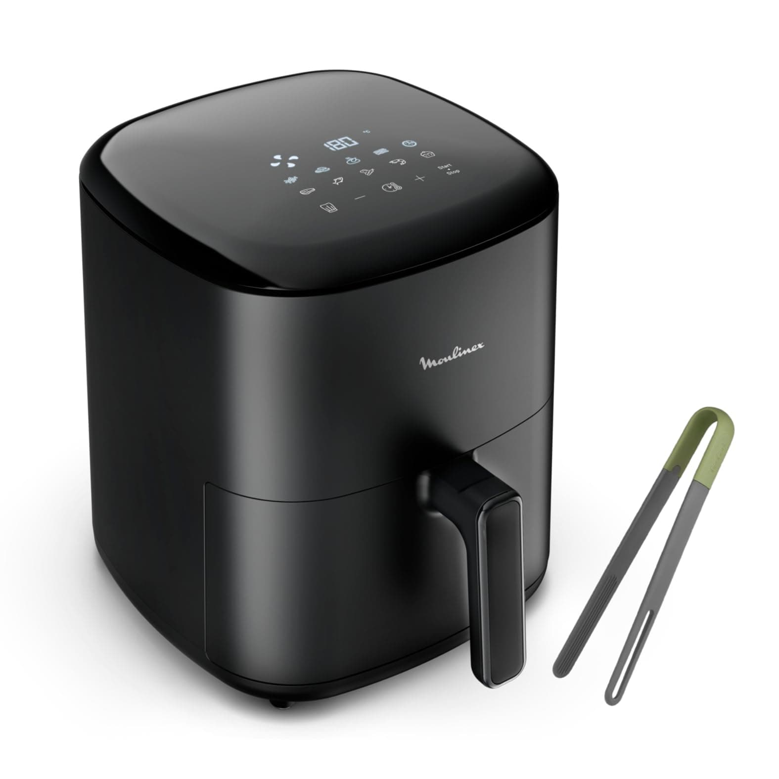 Moulinex Easy Fry Max 5L - Freidora aire 1500W, ahorro energético hasta 70%, panel control intuitivo, 10 programas automáticos, para 6 personas, Incluye Pinzas, Negro, EZ245820ES