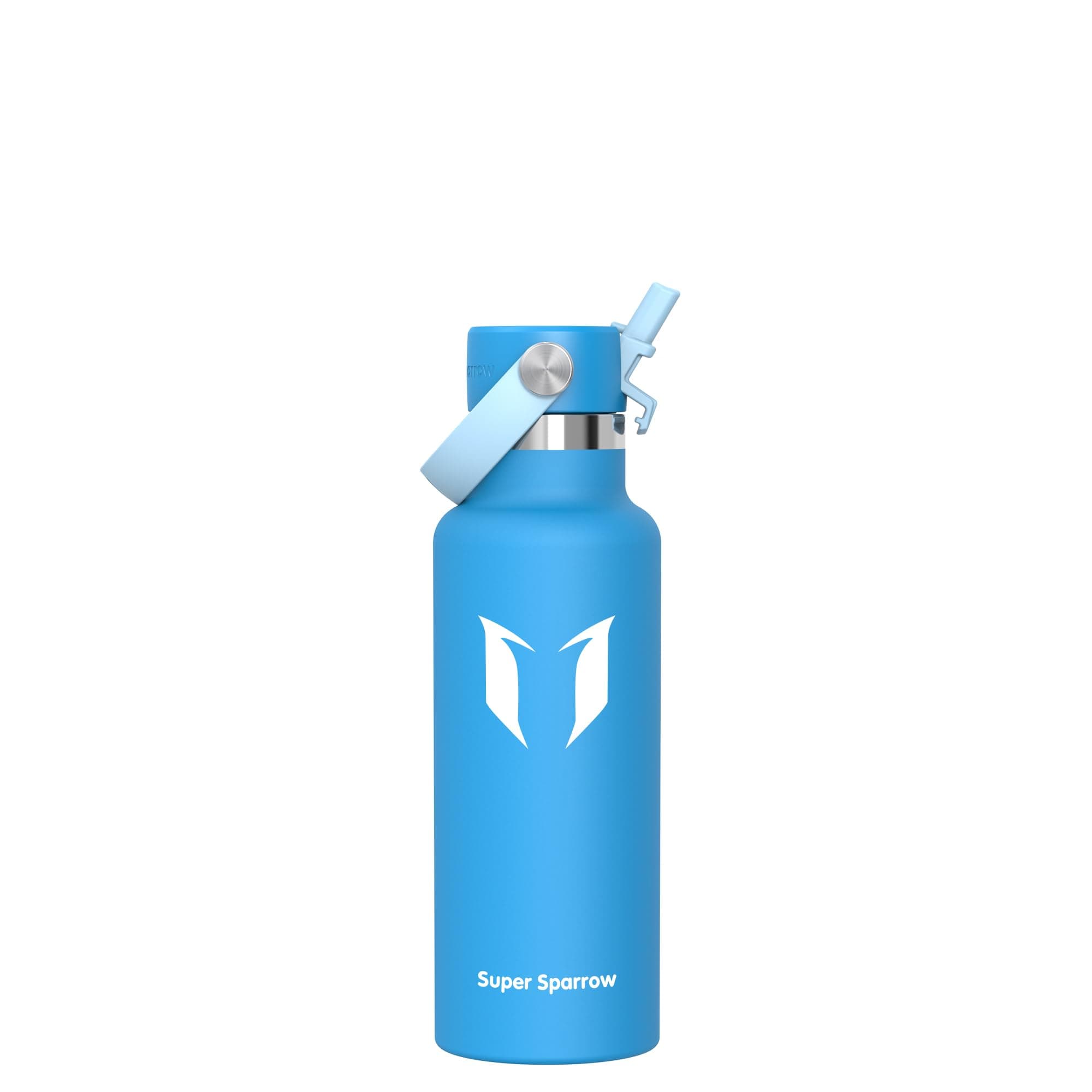 Super Sparrow Trinkflasche Edelstahl - Thermobecher - 350ml, 500ml, 750ml, 1L, 1.2L - FlipFlow Trinkflaschen mit Strohhalm - BPA-Frei Thermoskanne, Thermosflasche für Sport, Travel, Schule, Outdoor