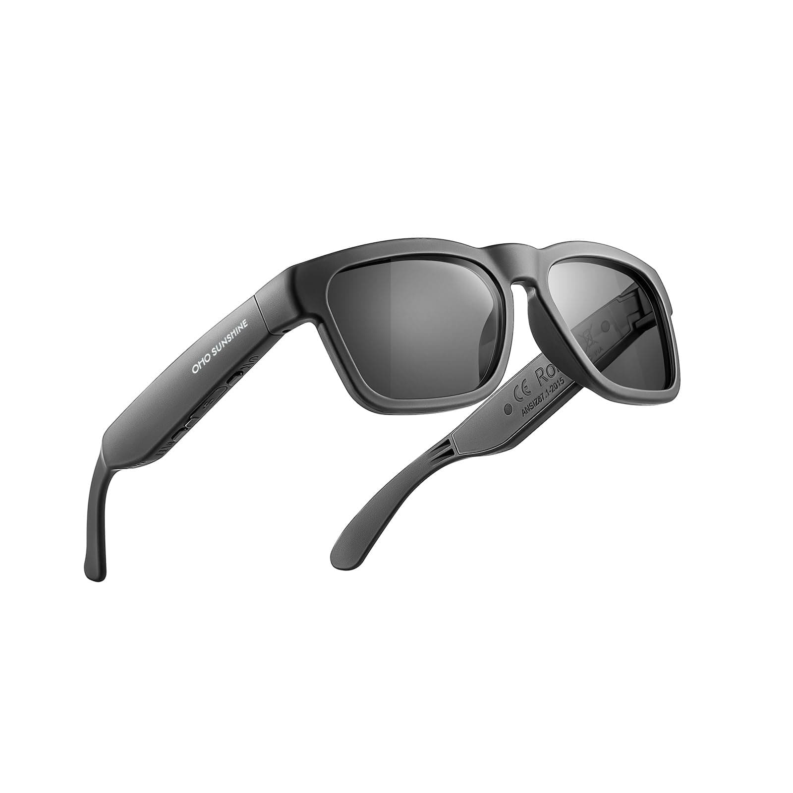 OhO sunshine Audio Sunglasses,Voice Control, Open Ear Style Listen Music and Calls with Volumn UP and Down, Bluetooth 5.2 Smart Glasses IP44 Waterproof Feature for Outdoor Sports