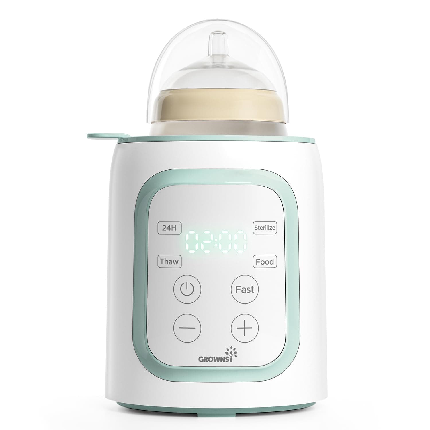Grownsy Scaldabiberon 10-in-1 Veloce con Timer per Latte Materno o Formula, Controllo Preciso della Temperatura, Funzioni di Scongelamento, Sterilizzazione, Mantenimento Caldo e Riscaldamento Pappe