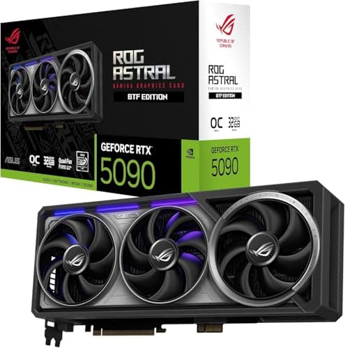 ASUS ROG Astral GeForce RTX 5090 32GB OC Edition GDDR7 BTF Quad-Fan Gaming Grafikkarte (Nvidia Blackwell FP4 & DLSS 4, GC-HPWR Adapter Standard- & BTF-Mainboards, ROG-ASTRAL-RTX5090-O32G-BTF-GAMING)