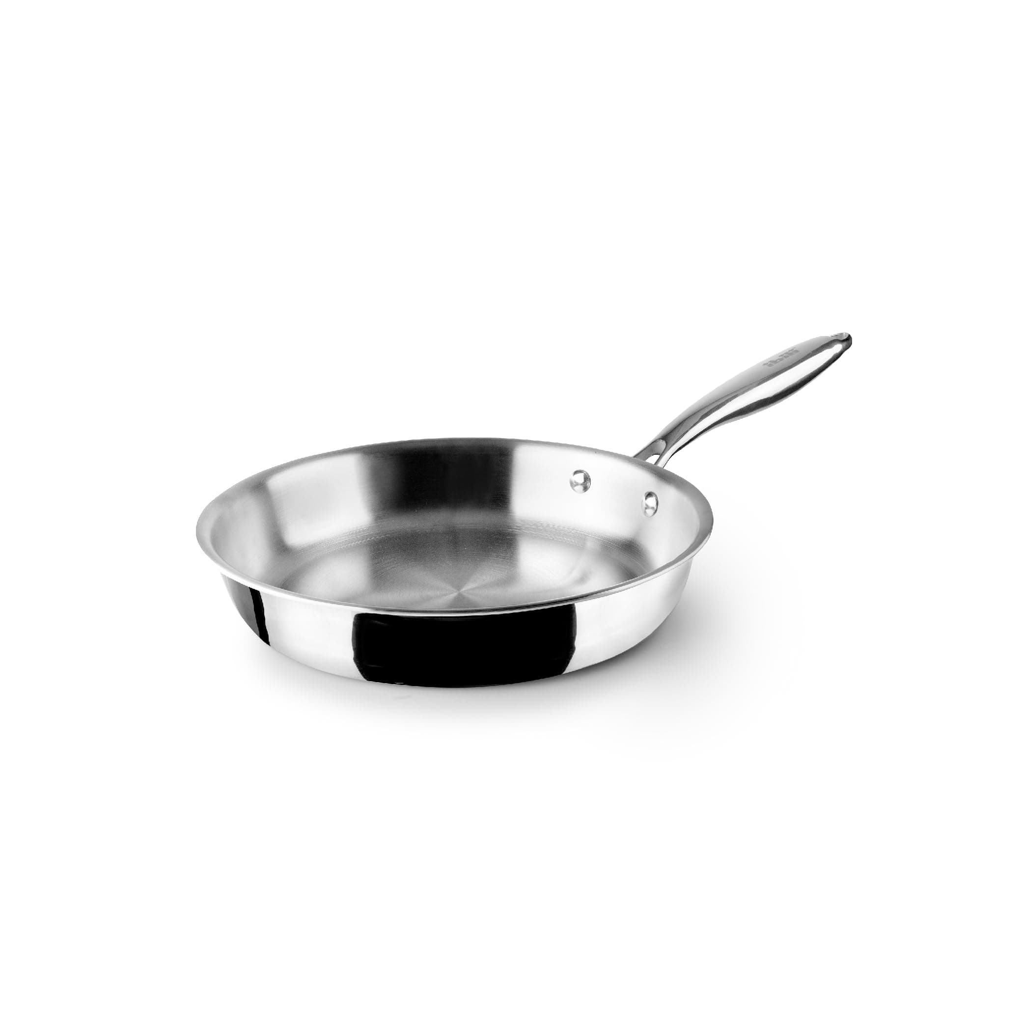 IBILI Poêle triple couche naturelle, 24 cm, acier inoxydable, convient pour induction, sans antiadhésif, Argent