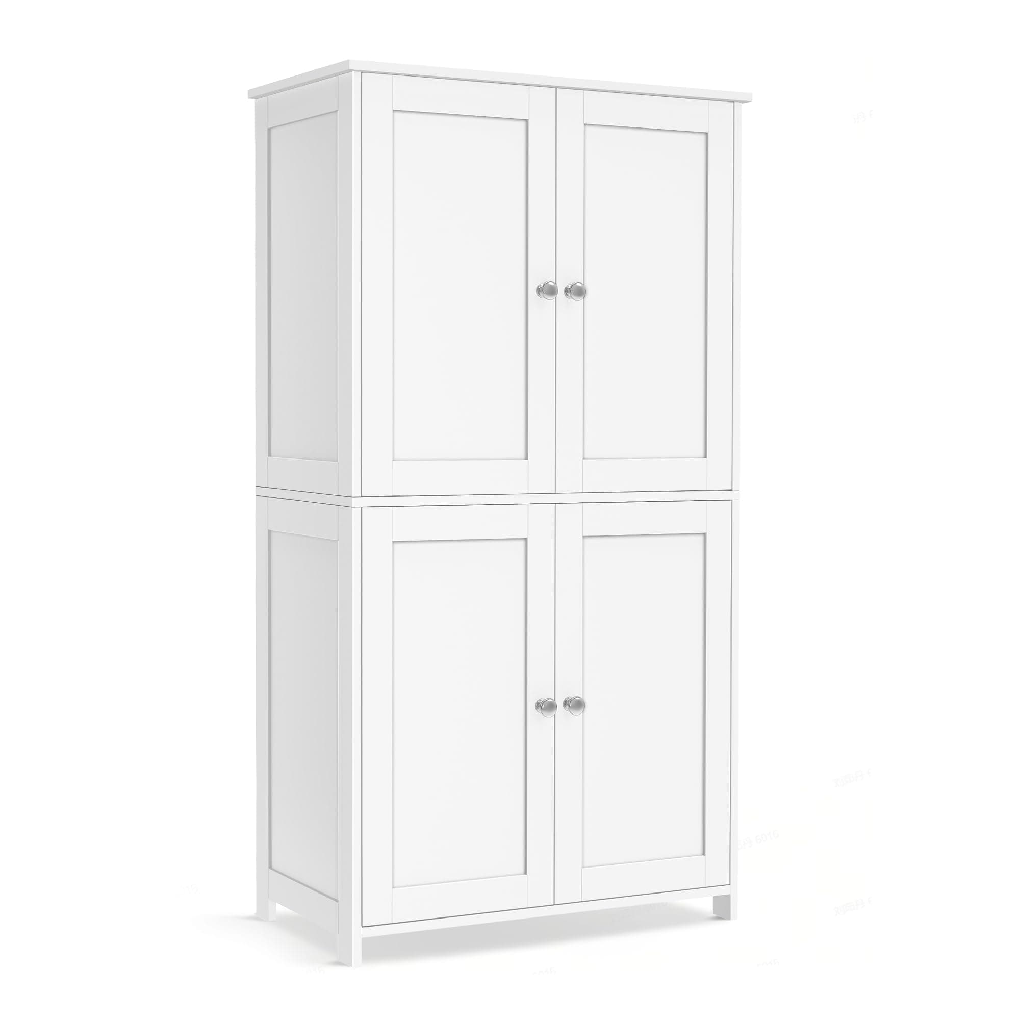 VASAGLE Meuble de Salle de Bain, Armoire de Rangement, Style Shaker, avec 2 Étagères Réglables, 4 Portes, Meuble Haut, pour Cuisine, Blanc Nuage BBC553WH01