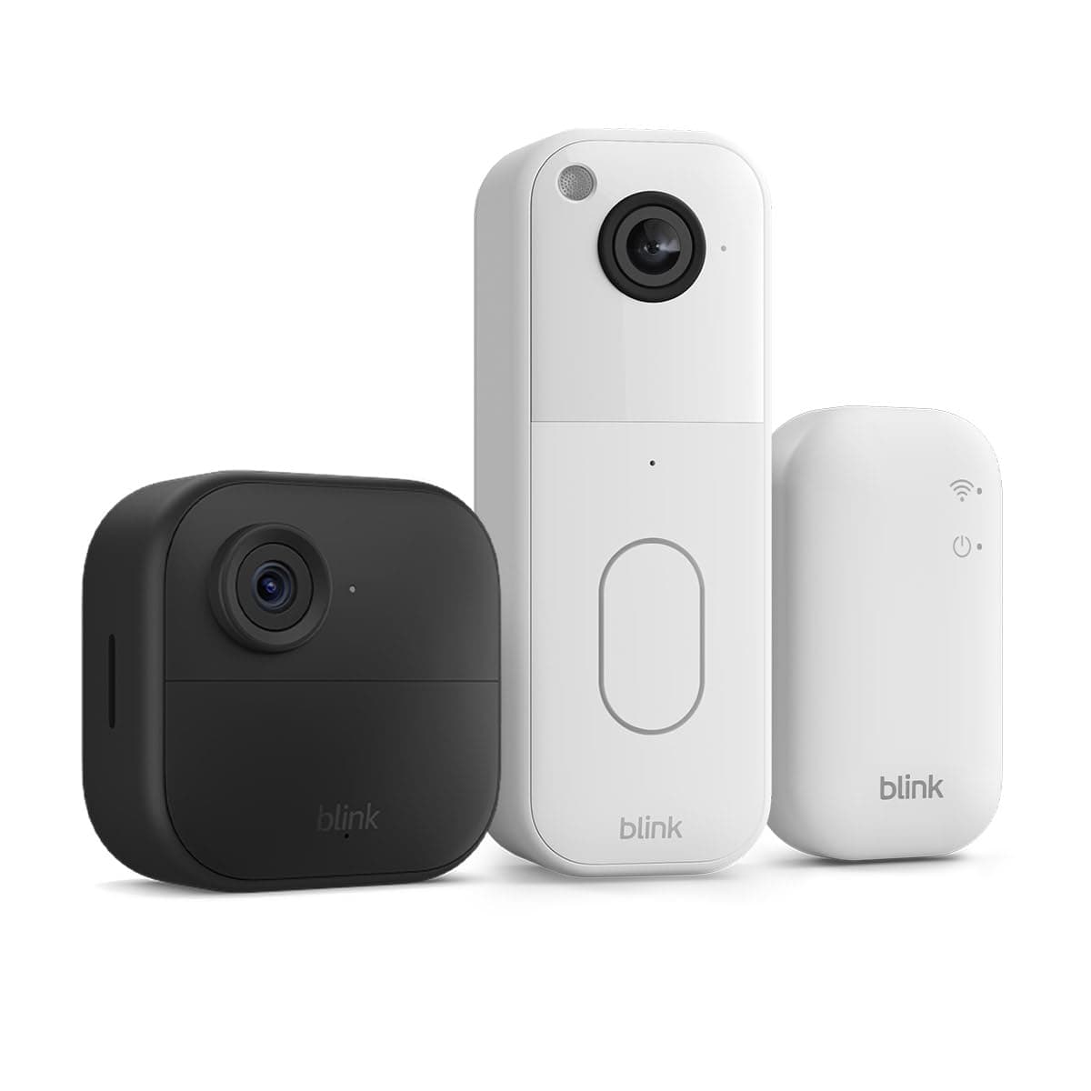 Blink-Kamera Outdoor 4 + 0€ Blink Videotürklingel (Weiß)| Kabellose intelligente HD-Sicherheitskamera, zwei Jahre Batterielaufzeit | 1-Kamera-System mit enthaltenem Sync Module Core | IP65