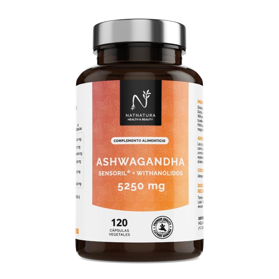 Ashwagandha Cápsulas Sensoril® 5:1 Superior a KSM-66 + Extracto 10:1 | 5250 mg/día | Resistencia muscular, equilibrio emocional, rendimiento físico y concentración | Vegano | 120 cápsulas vegetales.