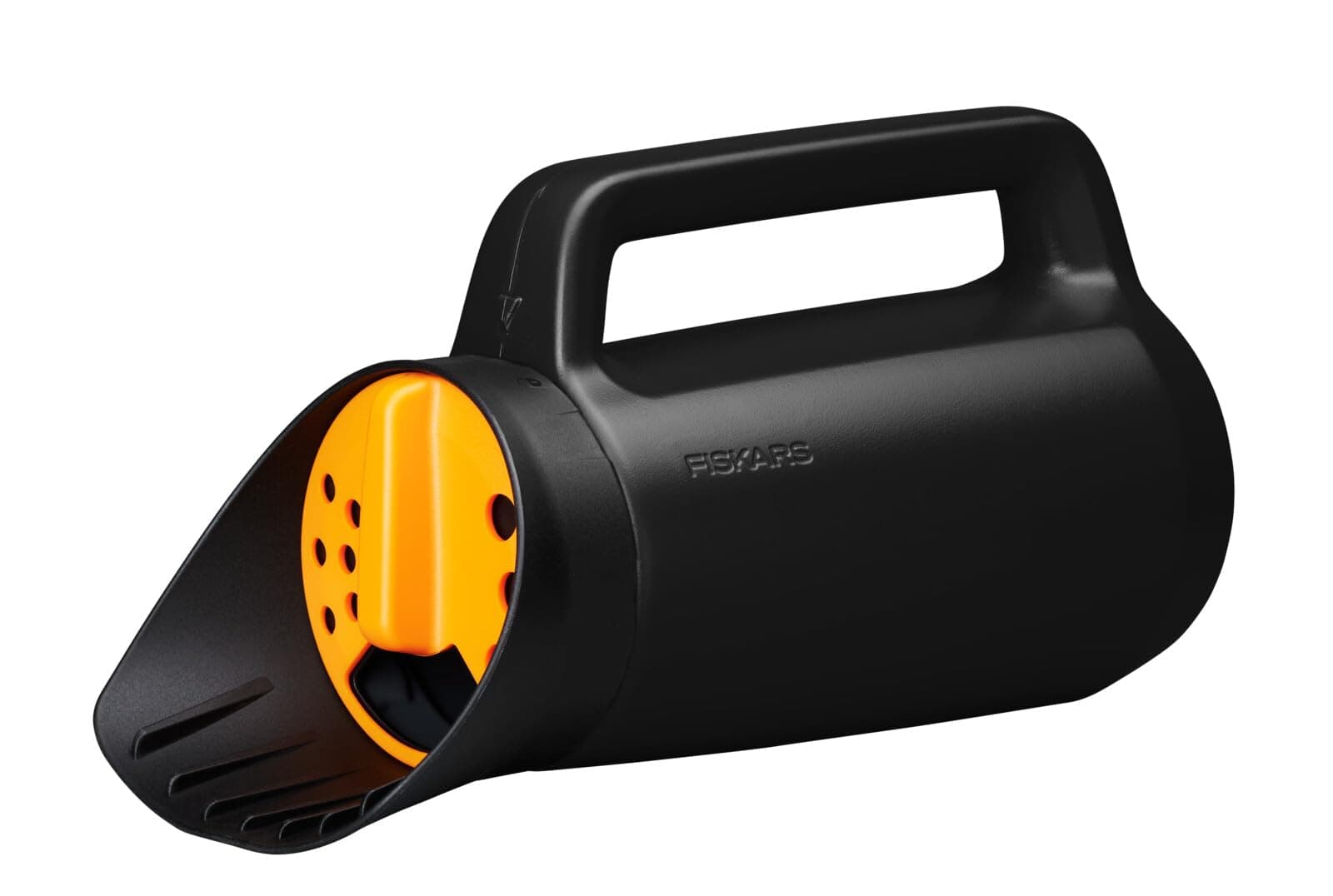 Fiskars Solid Streugutbehälter, 30 cm, Handstreuer für Salz, Dünger, Sand und Saatgut, einstellbare Dosierung, glasfaserverstärkter Kunststoff, 286 gramm, Schwarz-Orange, 1057076