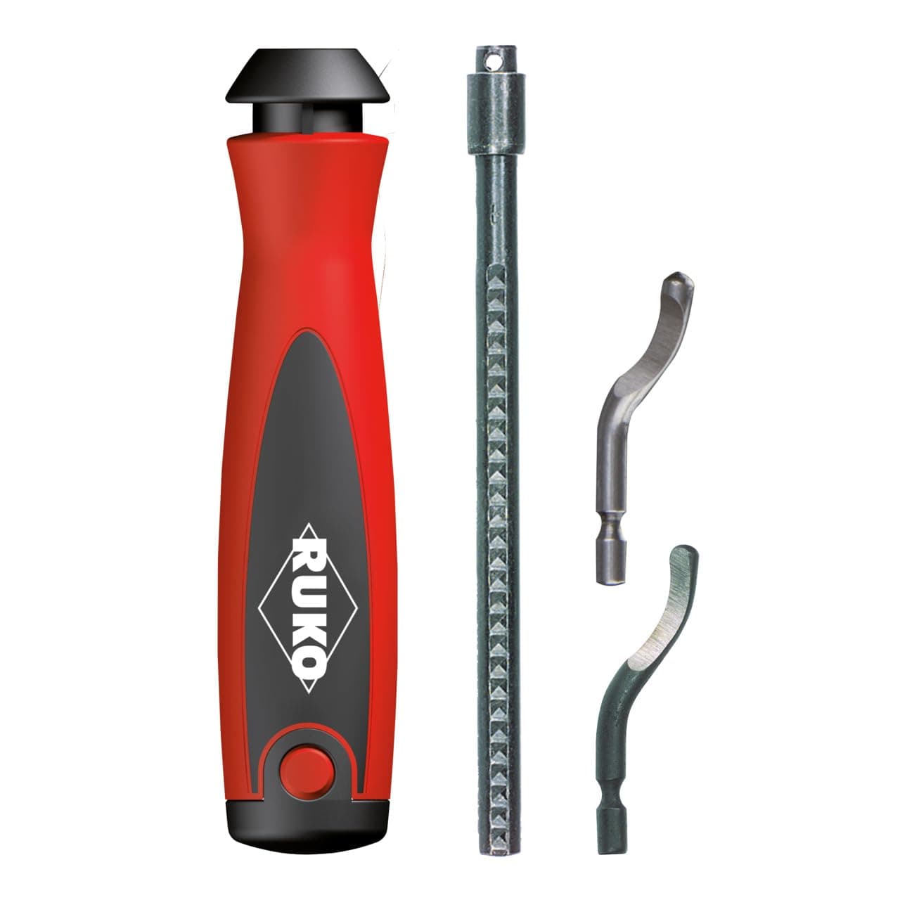 RUKO Unigrat-Satz E - Leistungsstarkes Präzisions-Entgratwerkzeug, Entgraten von Kanten, Länge verstellbar, HSS Material, 5-teilig